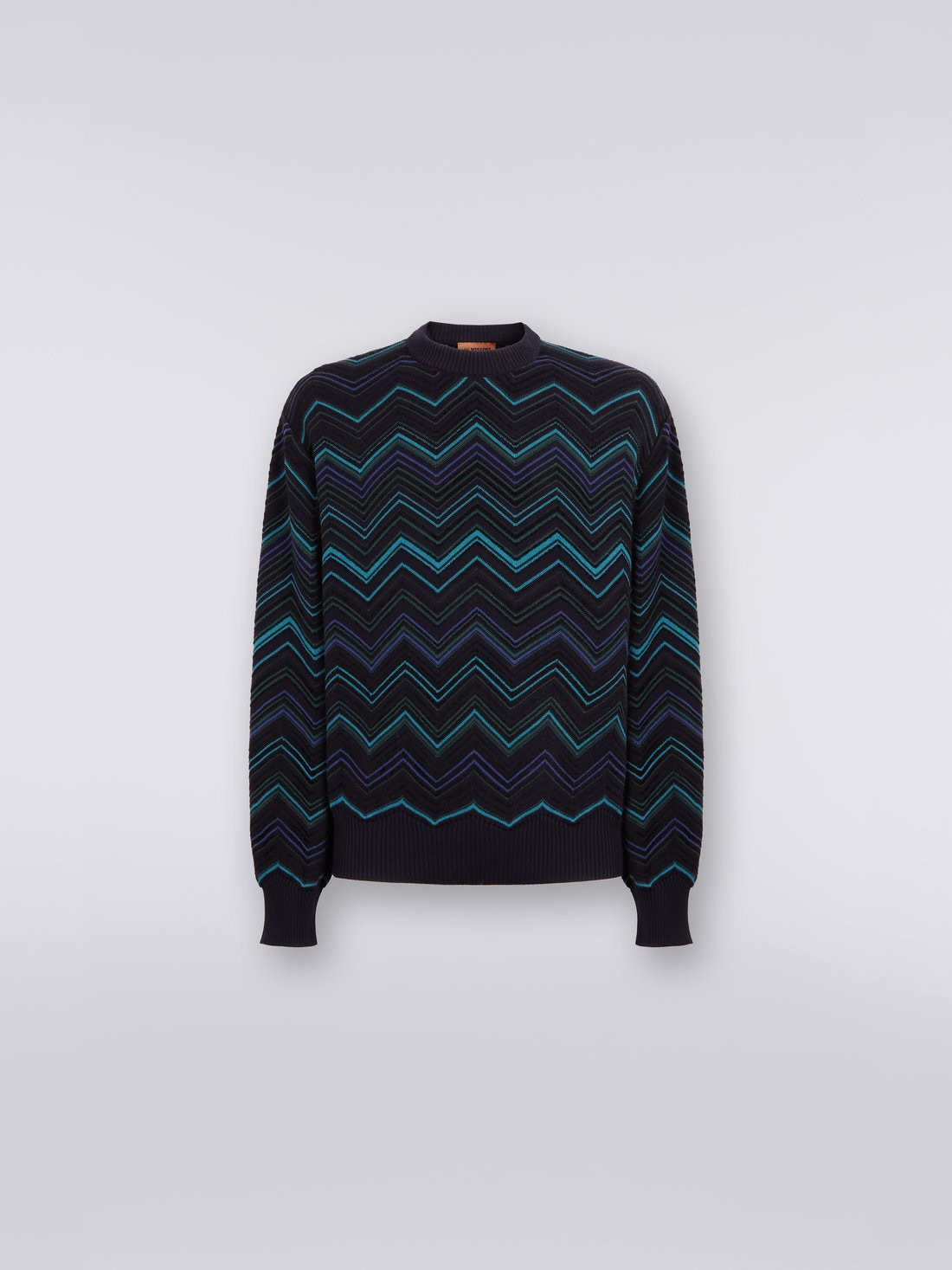 Cotton blend crew-neck chevron jumper - 1