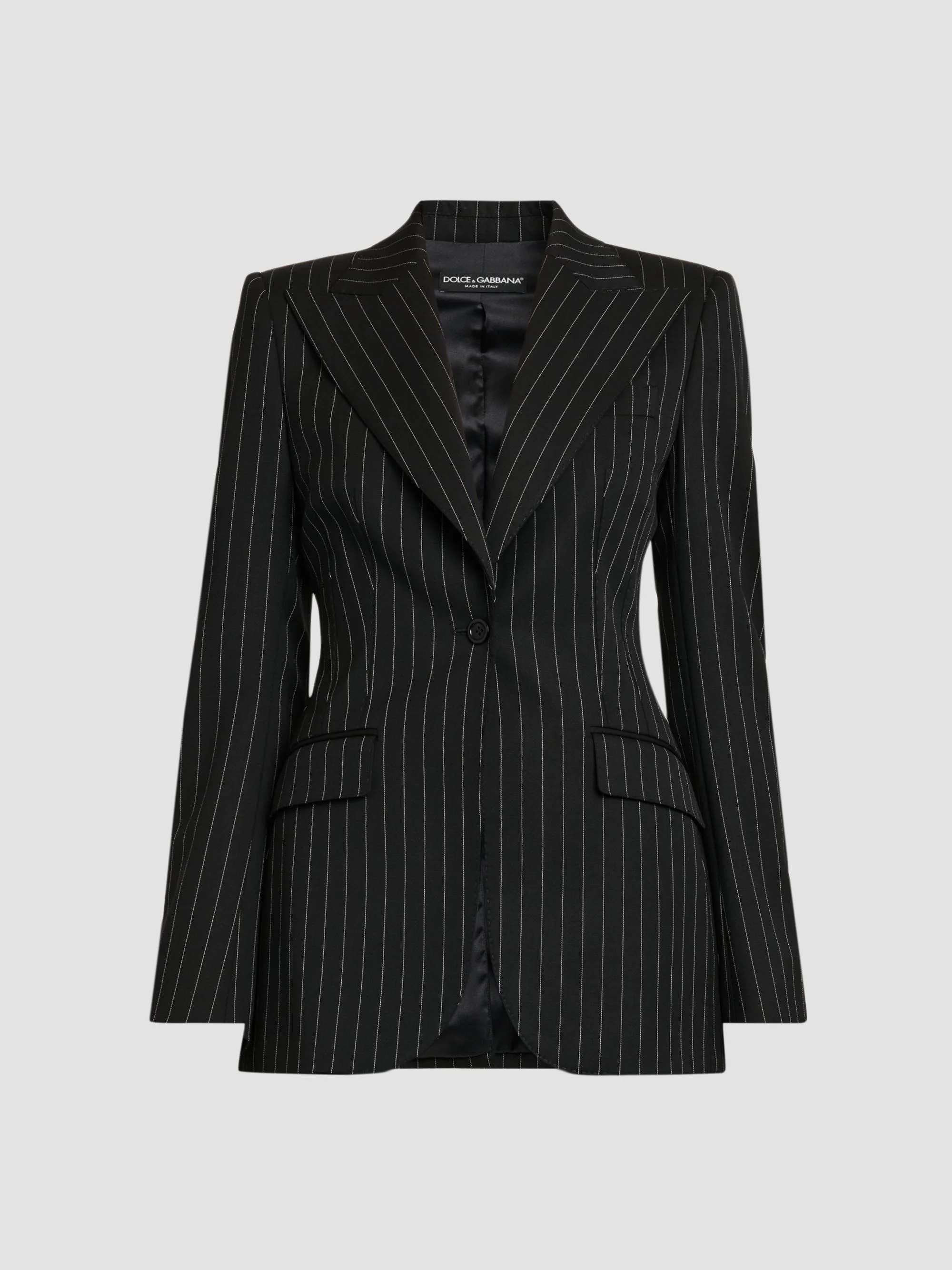 Women's Pinstriped Stretch Virgin-Wool Single-Breasted Blazer - Rigato - 1