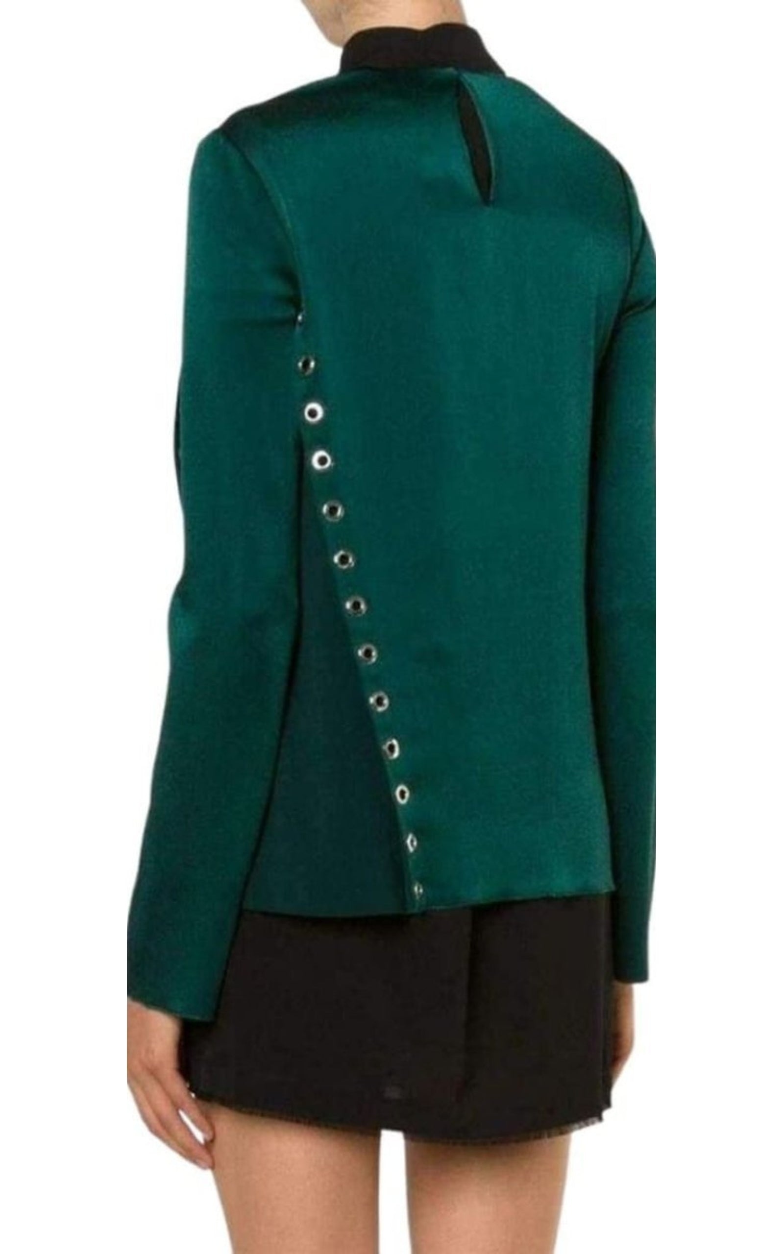 Forest Green Eyelet Detail Blouse - 4