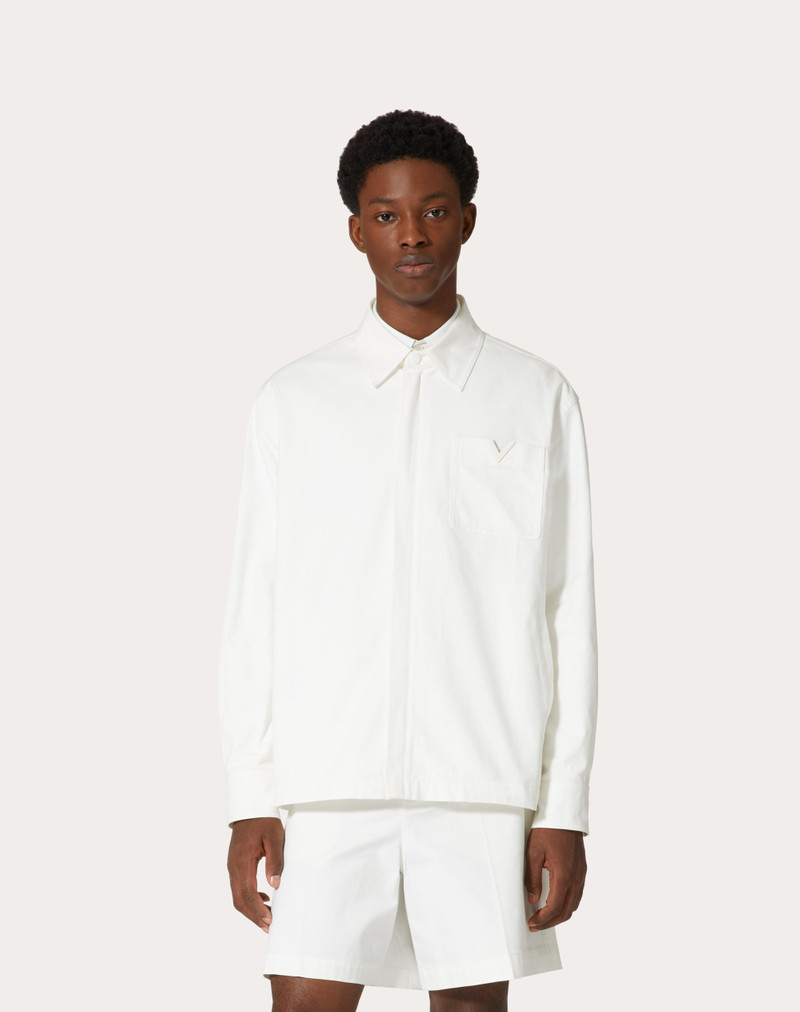 STRETCH COTTON CANVAS JACKET WITH RUBBERIZED V DETAIL 3