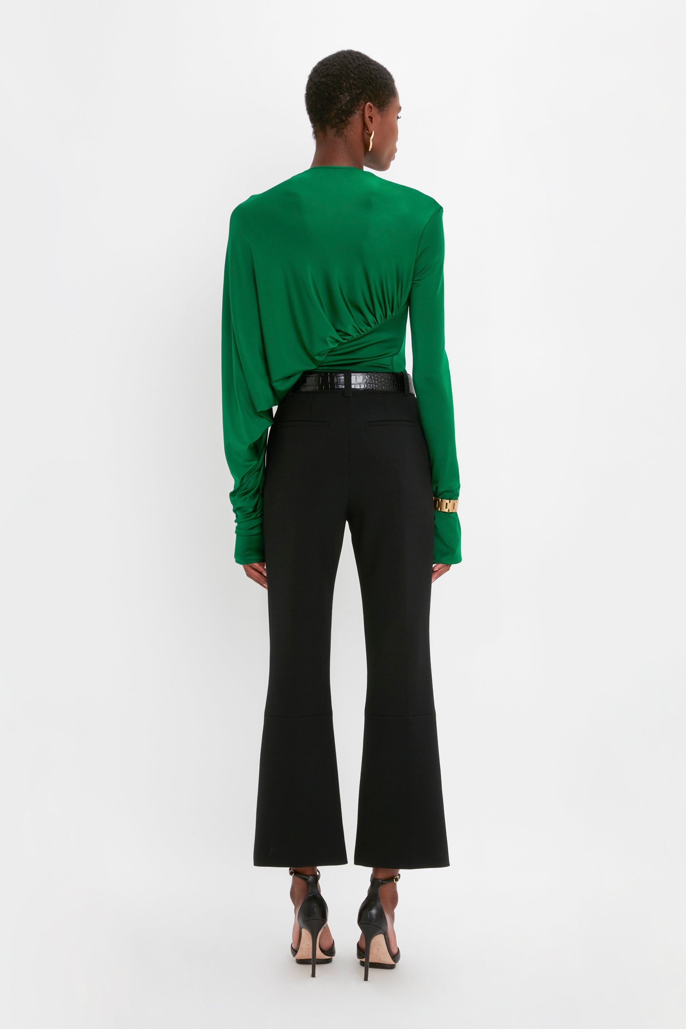 Cropped Kick Trouser In Black - 4