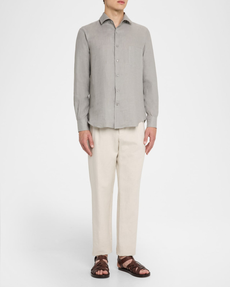Loro Piana Men's Andre Long-Sleeve Linen Shirt outlook