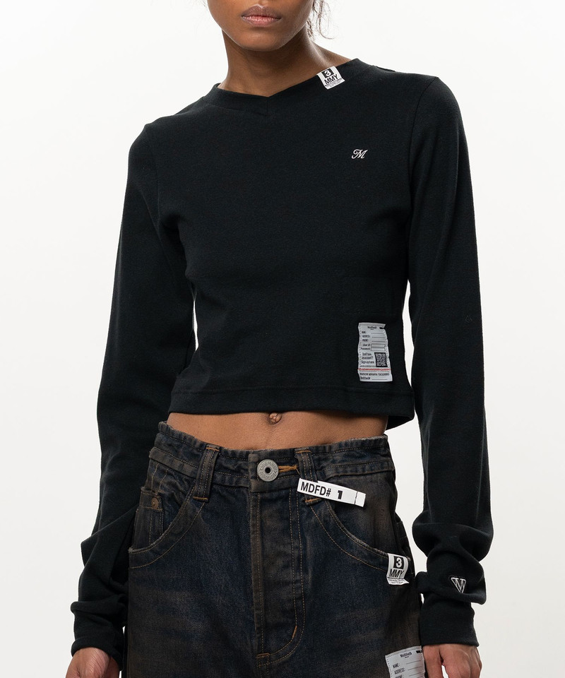 V-Neck Cropped Long Sleeve T-Shirt 15