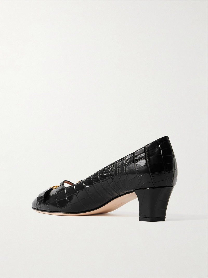 Bowow Décolleté 45 Embellished Croc-effect Leather Pumps 3