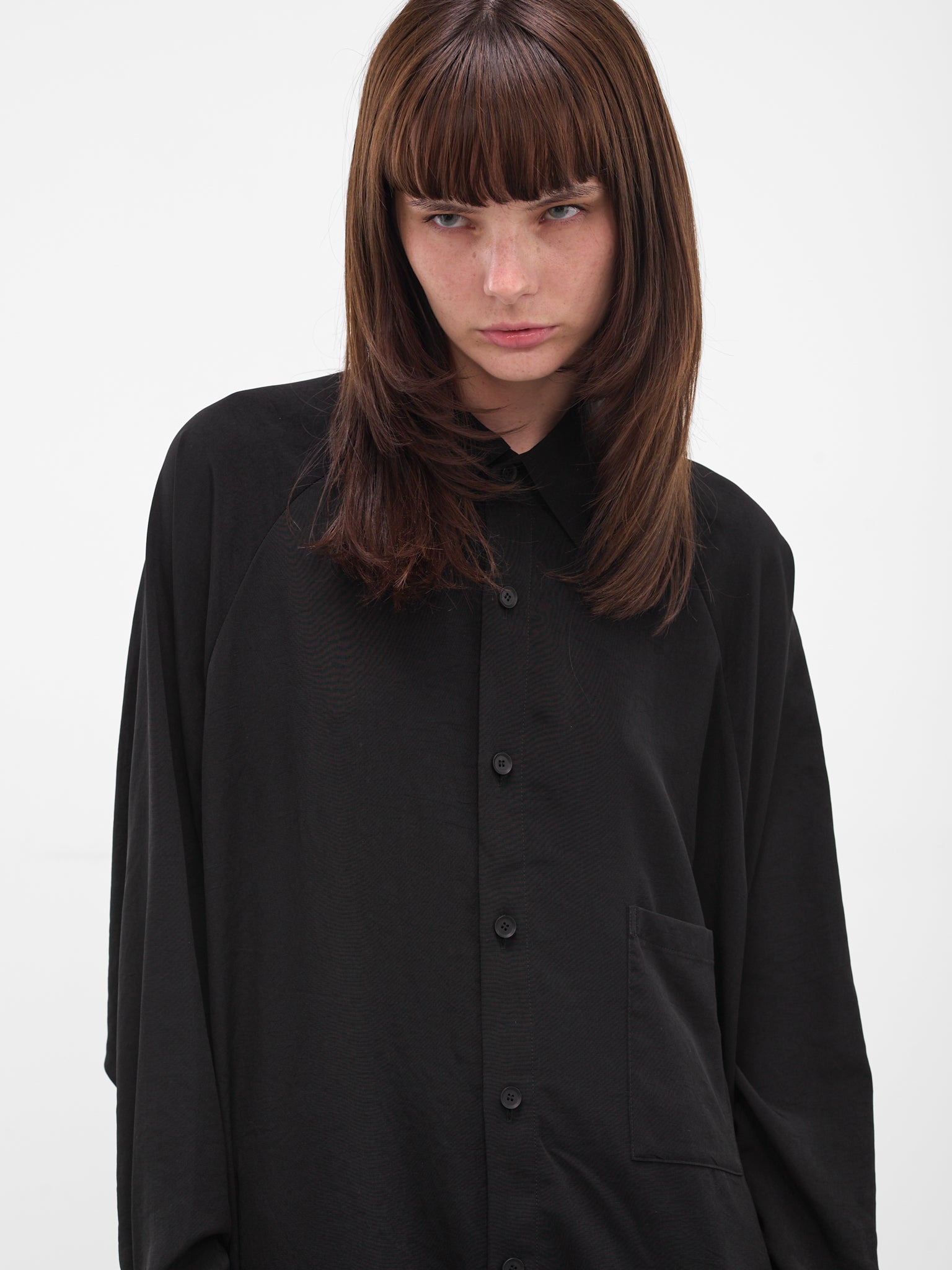 Black Raglan Draped Asymmetric Shirt - 4