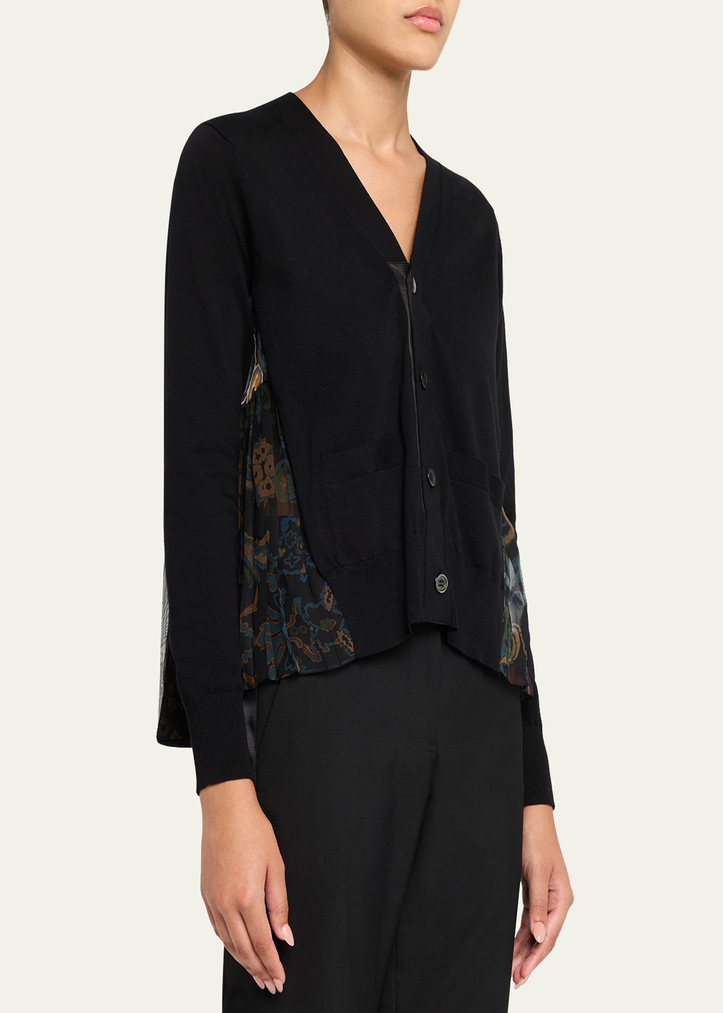 Hybrid Knit & Floral-Print Cardigan - 4