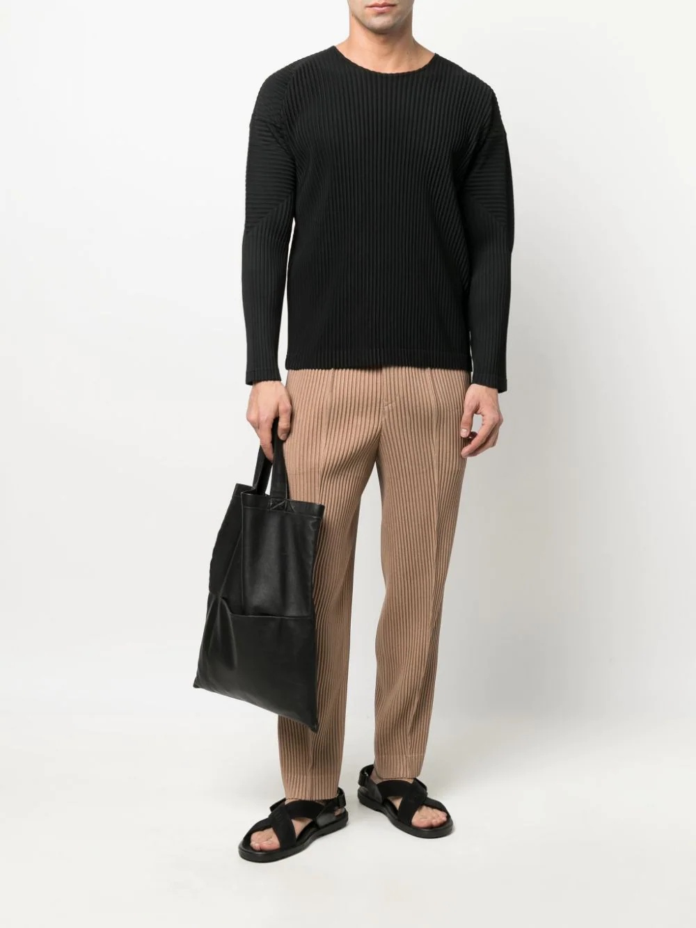 tapered plissé pants - 2