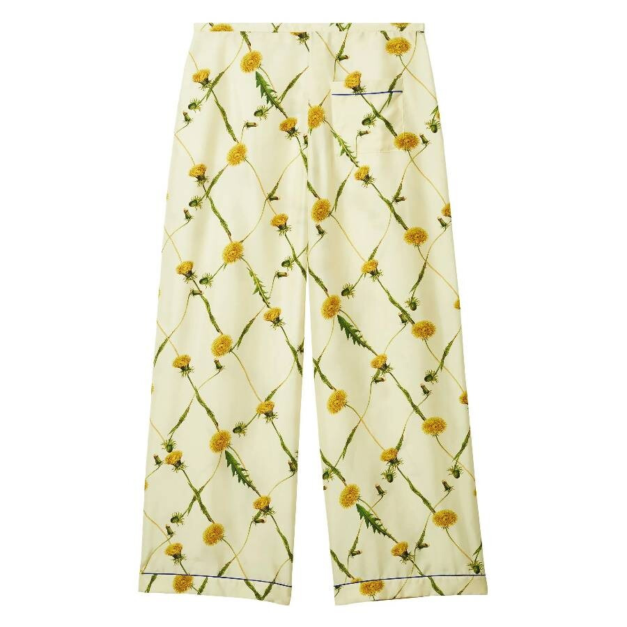 Burberry Drawstring Floral-Print Silk Pants - 6