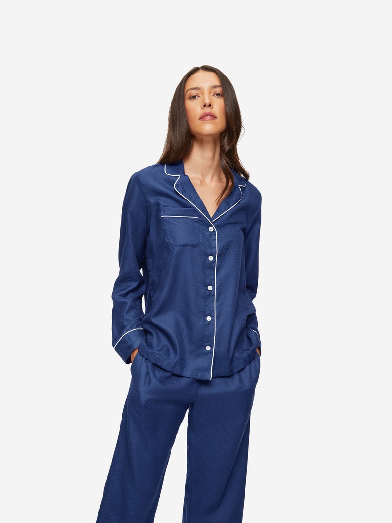 Women's Pyjamas Lombard 6 Cotton Jacquard Navy - 2