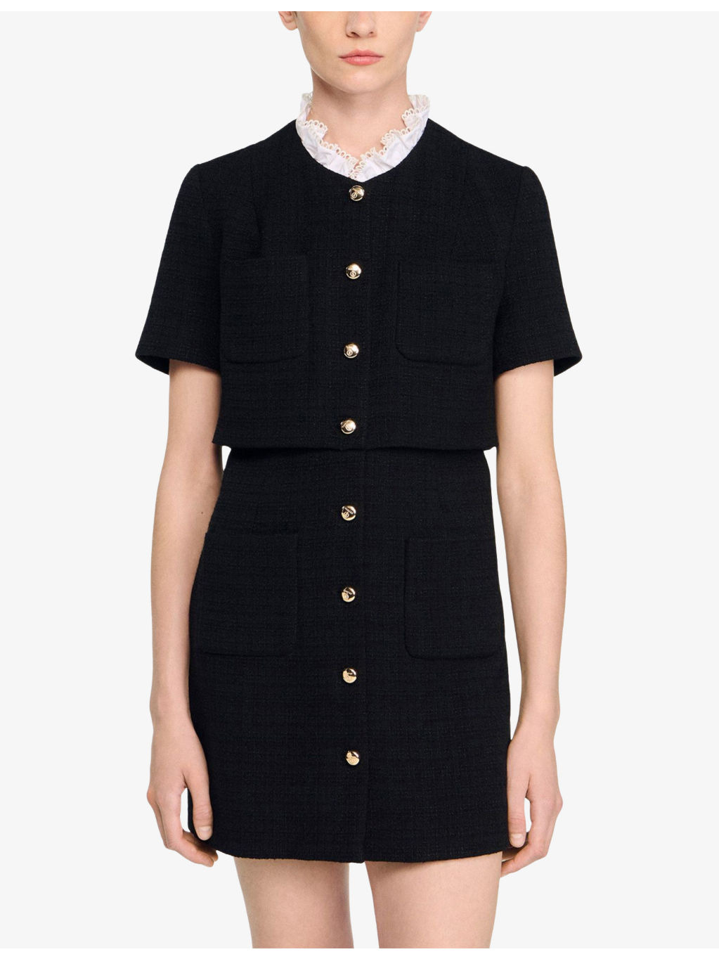 Detachable-Collar Button-Down Cotton-Blend Mini Dress - 3