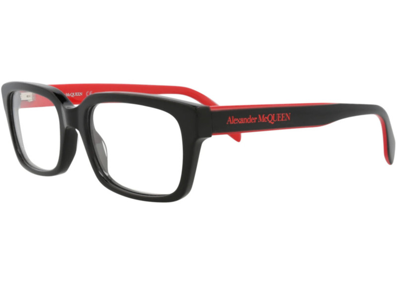 Alexander McQueen Alexander McQueen Square-Frame Acetate Optical Frames Black Black Transparent (AM0345O-30011496-003) outlook