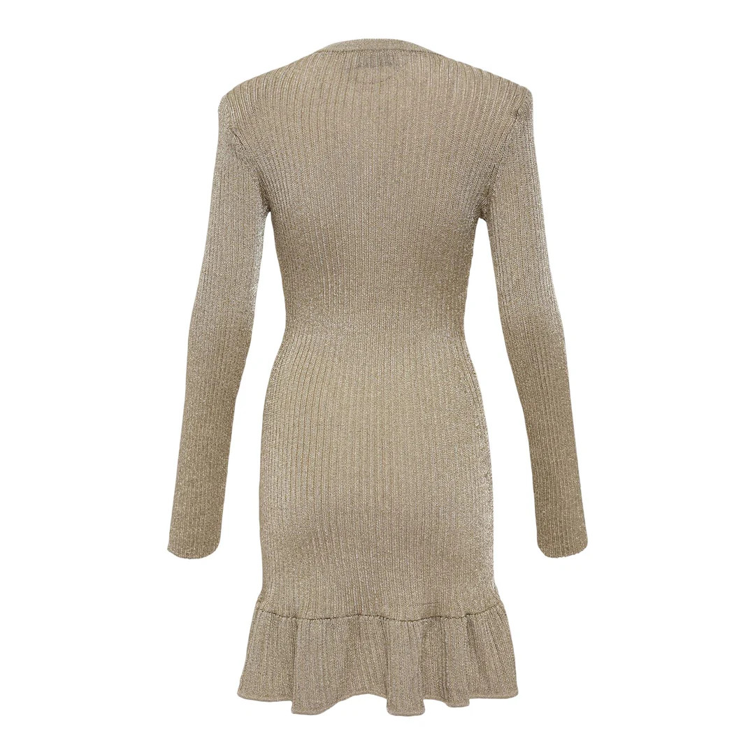 Gold Lurex Knit Mini Dress - 2