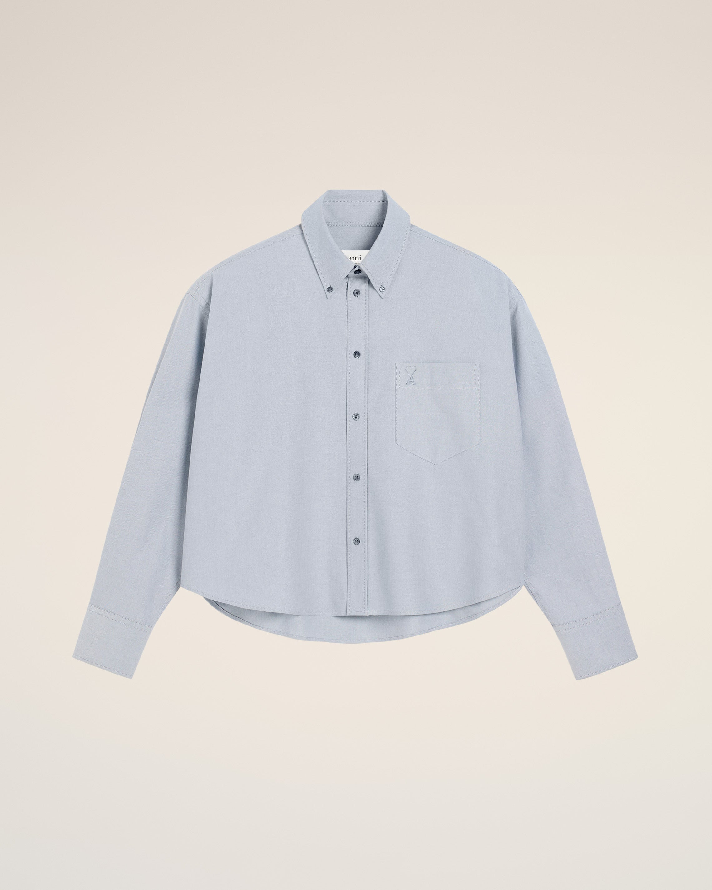 BLUE COTTON BUTTON-DOWN CROPPED OVERSIZED SHIRT - 6