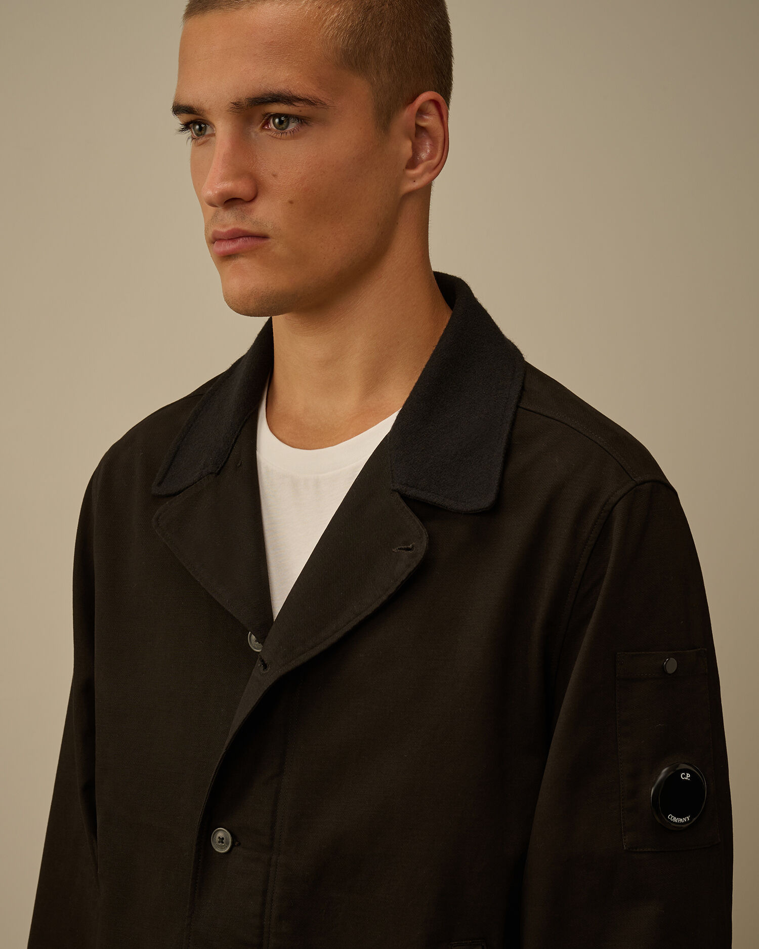 Cotton/Nylon Double Satin Lens Button Overshirt - 6