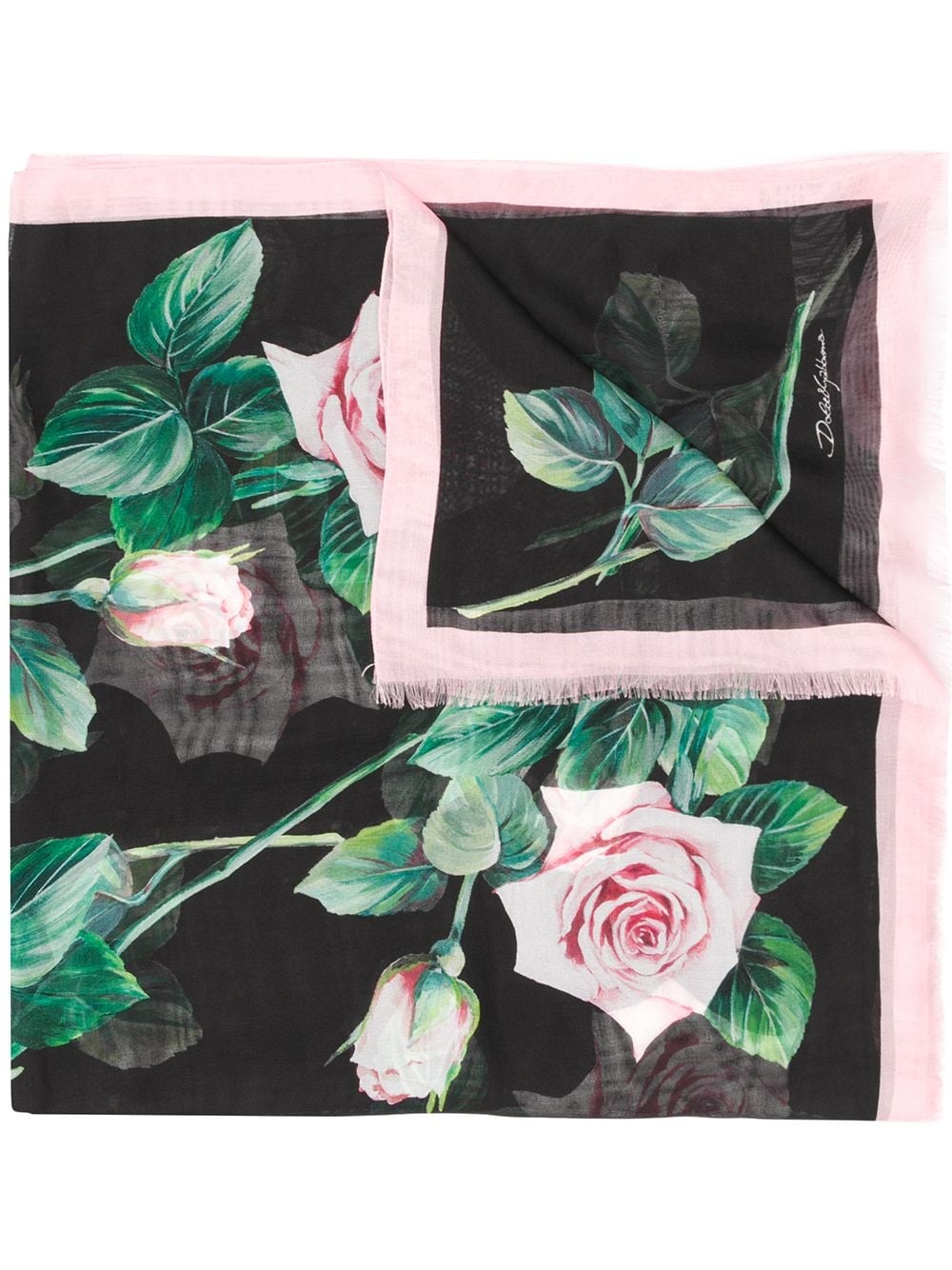 tropical rose print scarf - 1