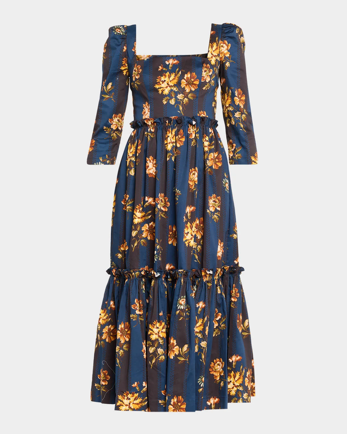 Blue Hill Printed Cotton Sateen Midi Dress - 1