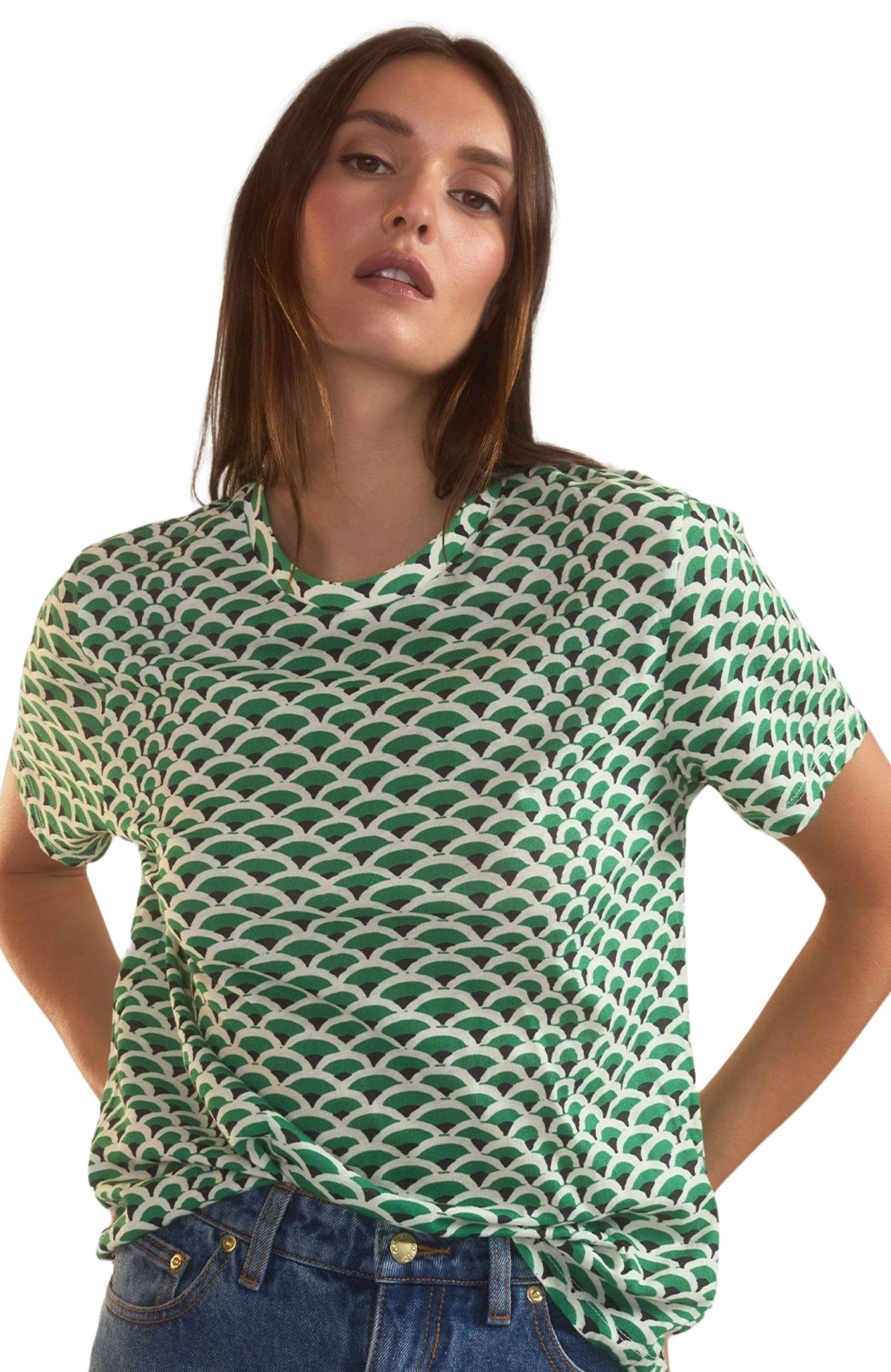 Cynthia Rowley Fanfare Tee in Green White at Nordstrom - 1