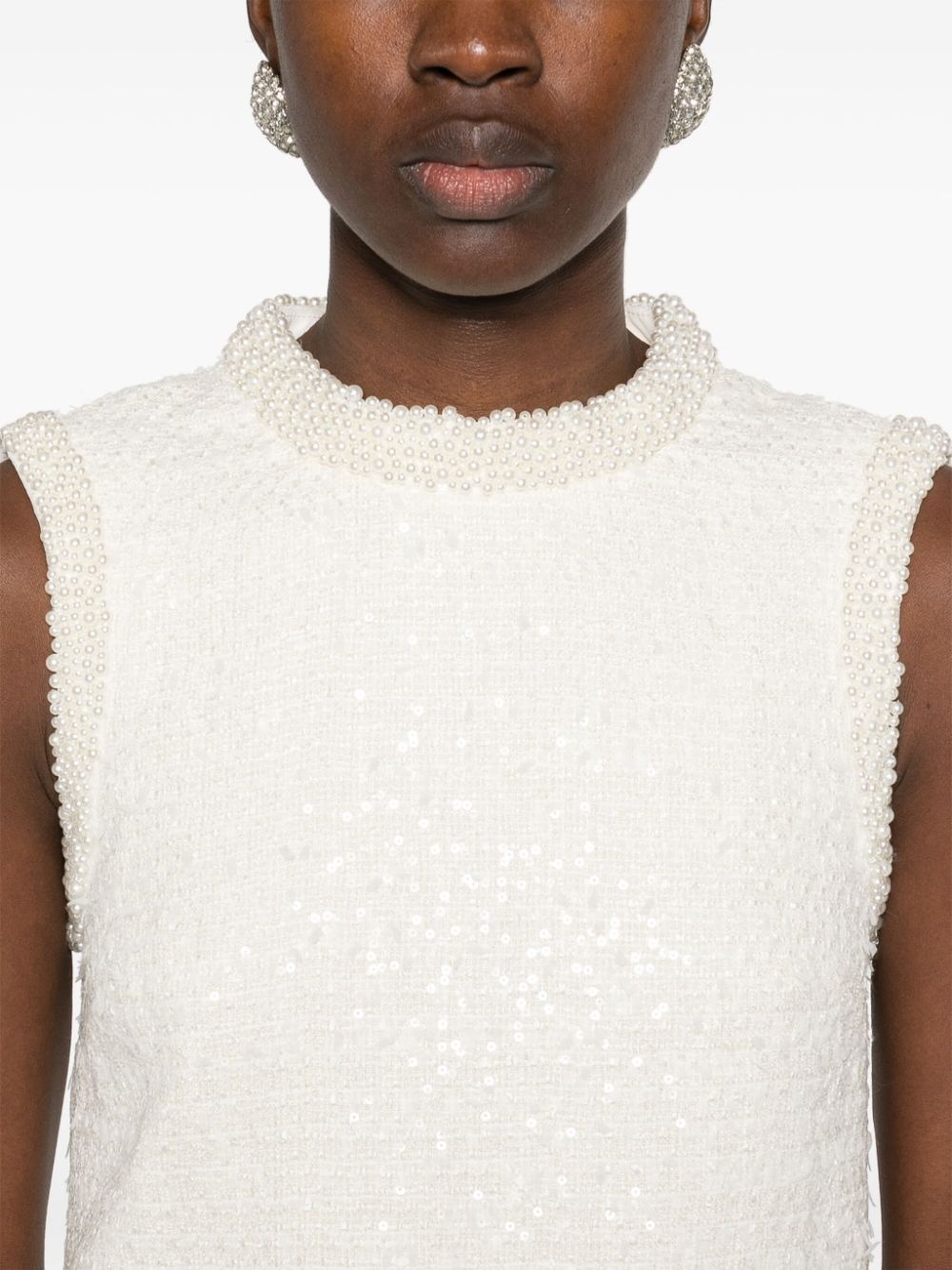 sequin-embellished bouclé dress - 5