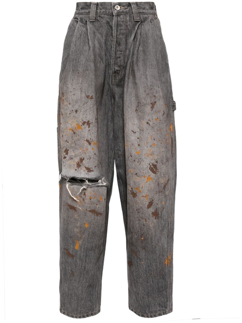 spray-paint effect tapered jeans 1
