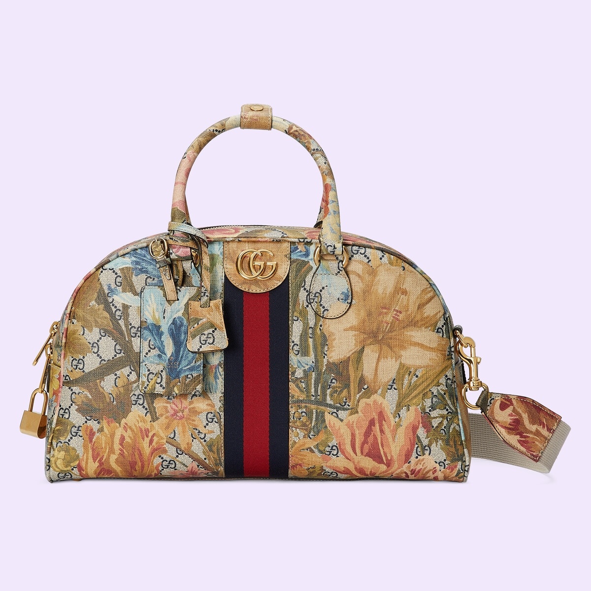 Ophidia Flora print medium duffle bag - 1