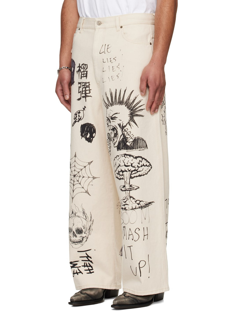 LU'U DAN Off-White Blue Collar Jeans outlook