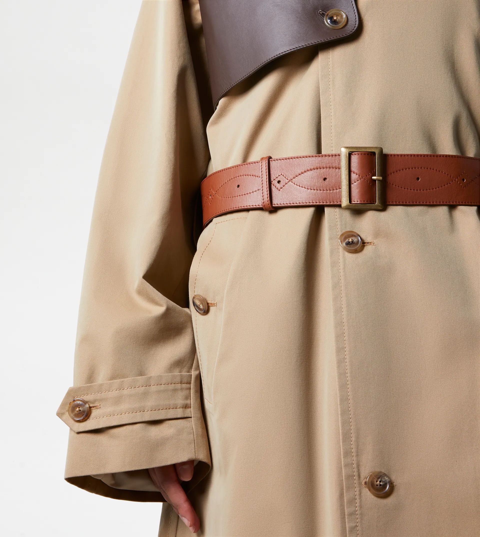 TRENCH COAT WITH LEATHER INSERTS - BEIGE - 10