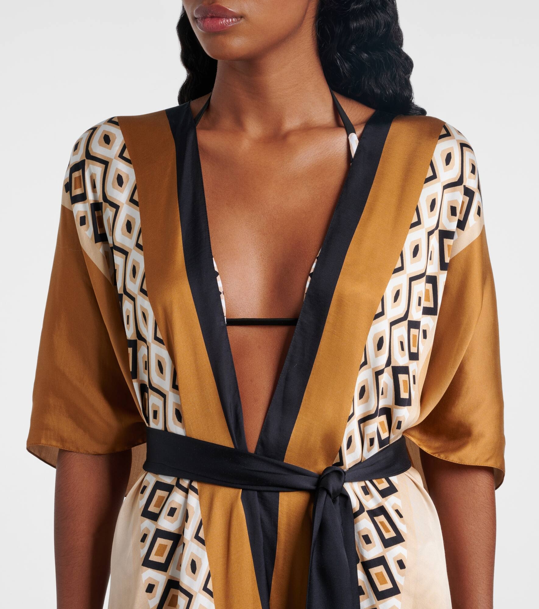Dany printed satin beach cover-up - 4