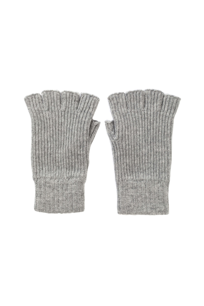 Ribbed Cashmere Grey Fingerless Gloves 1