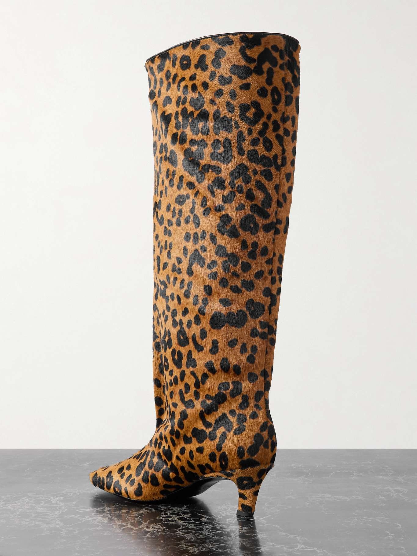 The Wide Shaft leopard-print calf hair knee boots - 3