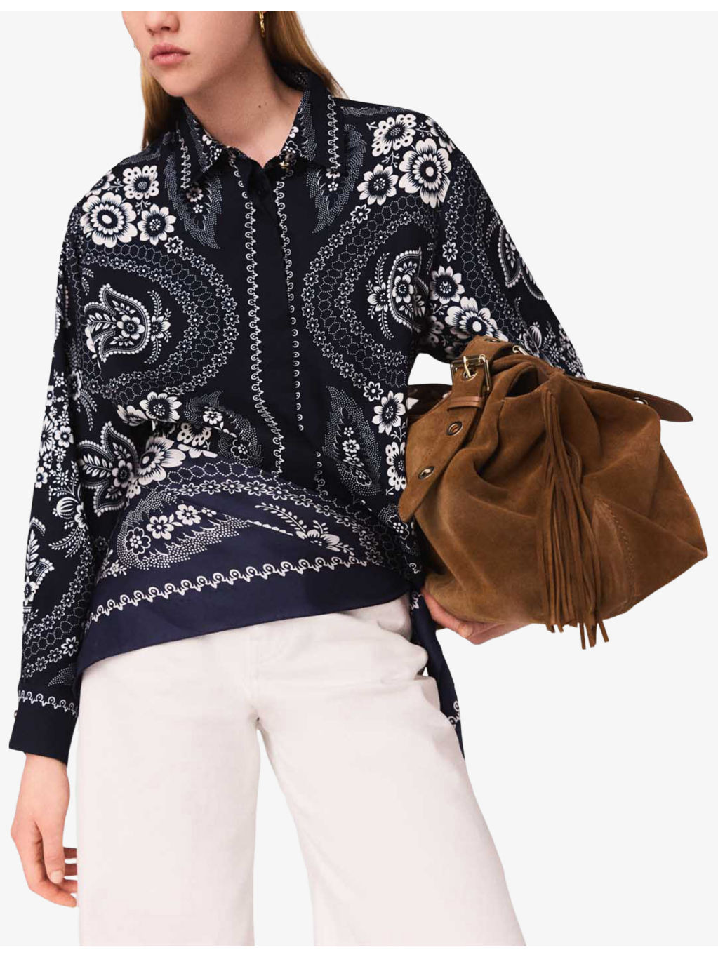 Bandana-Print Relaxed-Fit Satin Shirt - 3
