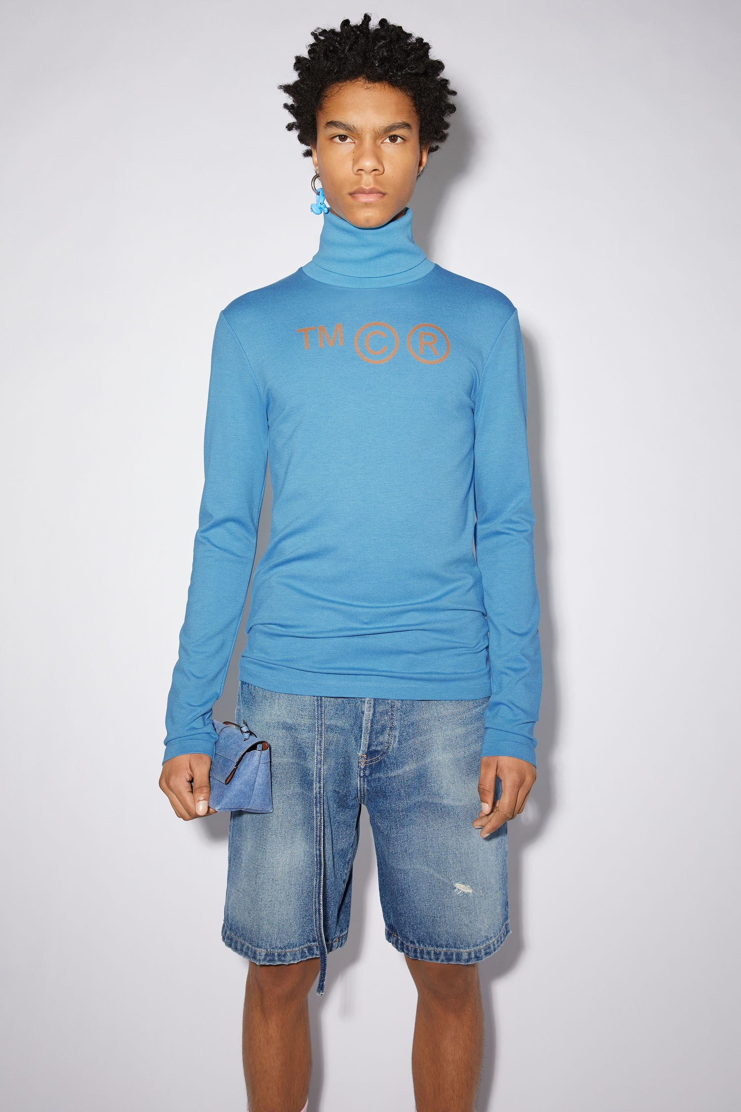 Turtleneck t-shirt - Aqua blue - 2