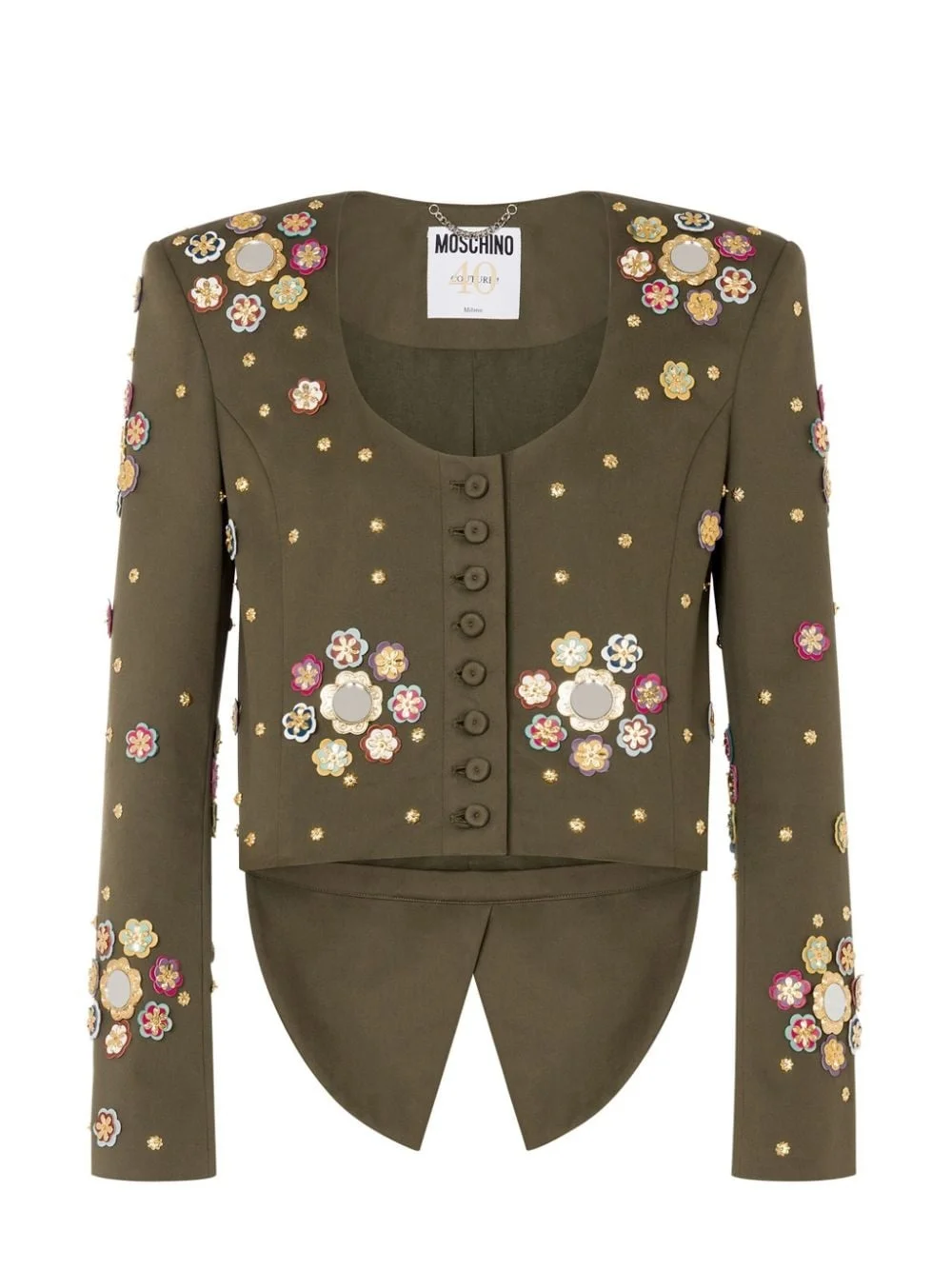 floral-appliqué cropped jacket - 1