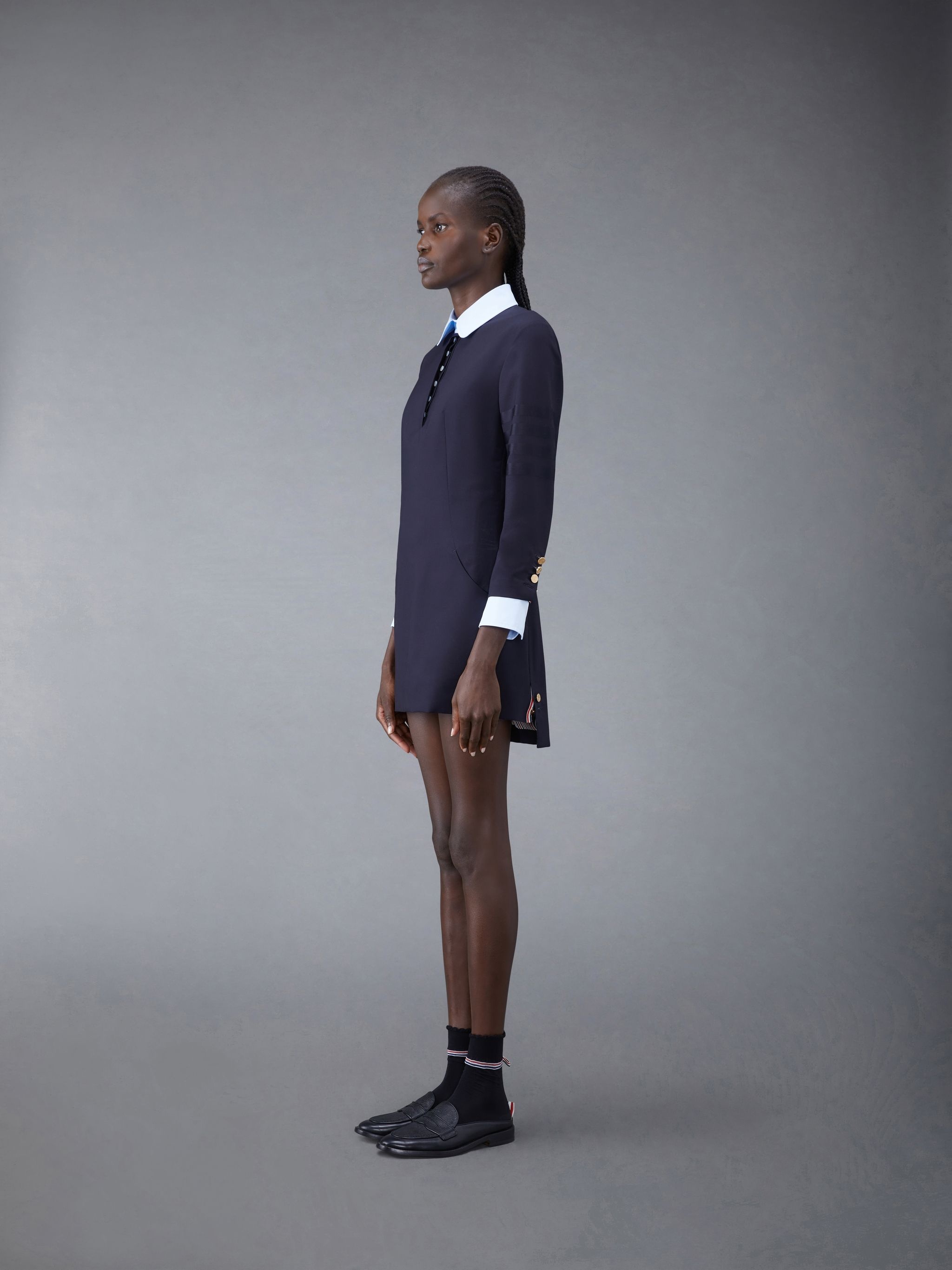 Plain Weave 4-Bar Seamed Sport Coat Dress - 3