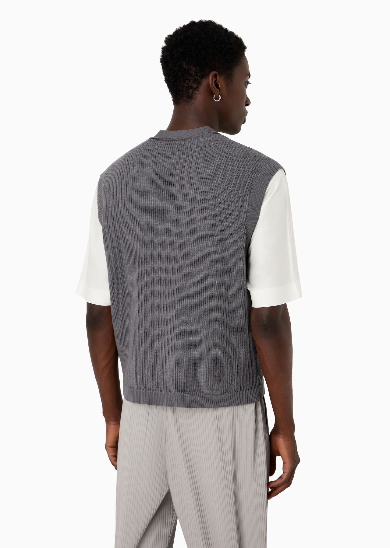 Zip-up gilet in a patterned-knit virgin-wool blend - 3