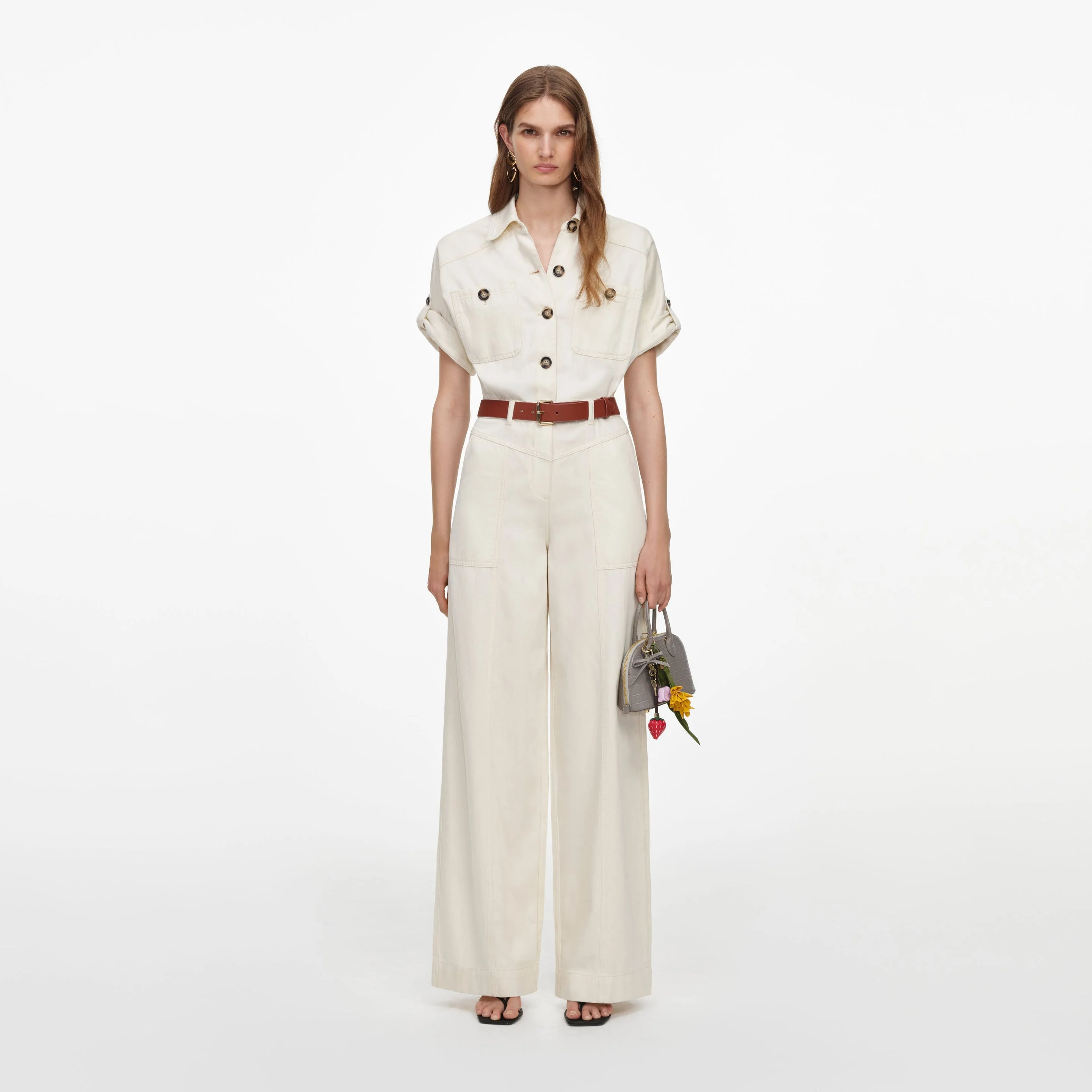 Cream Denim Jumpsuit - 1