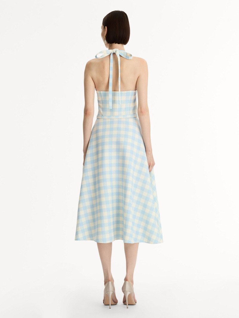 GINGHAM BUSTIER WOOL-BLEND DRESS 3