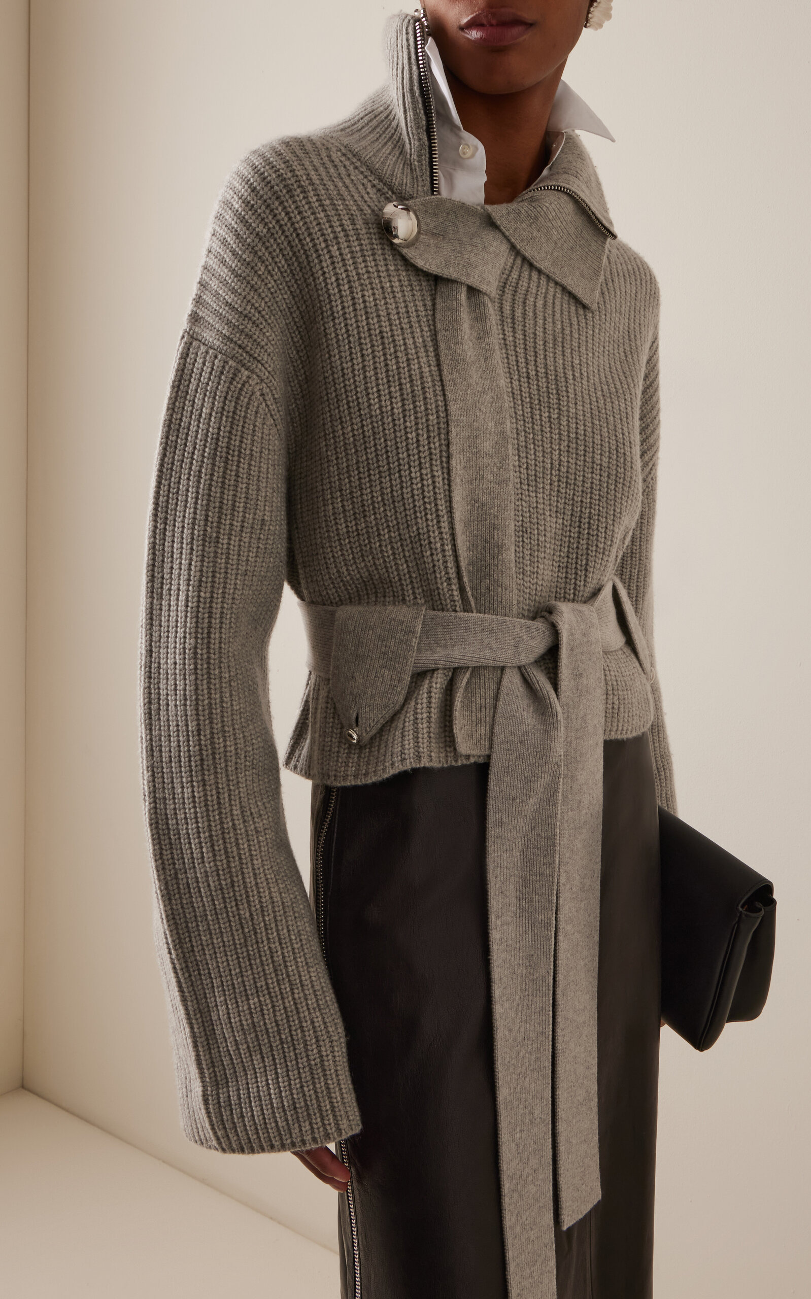The Neal Belted Cashmere Sweater grey - 3