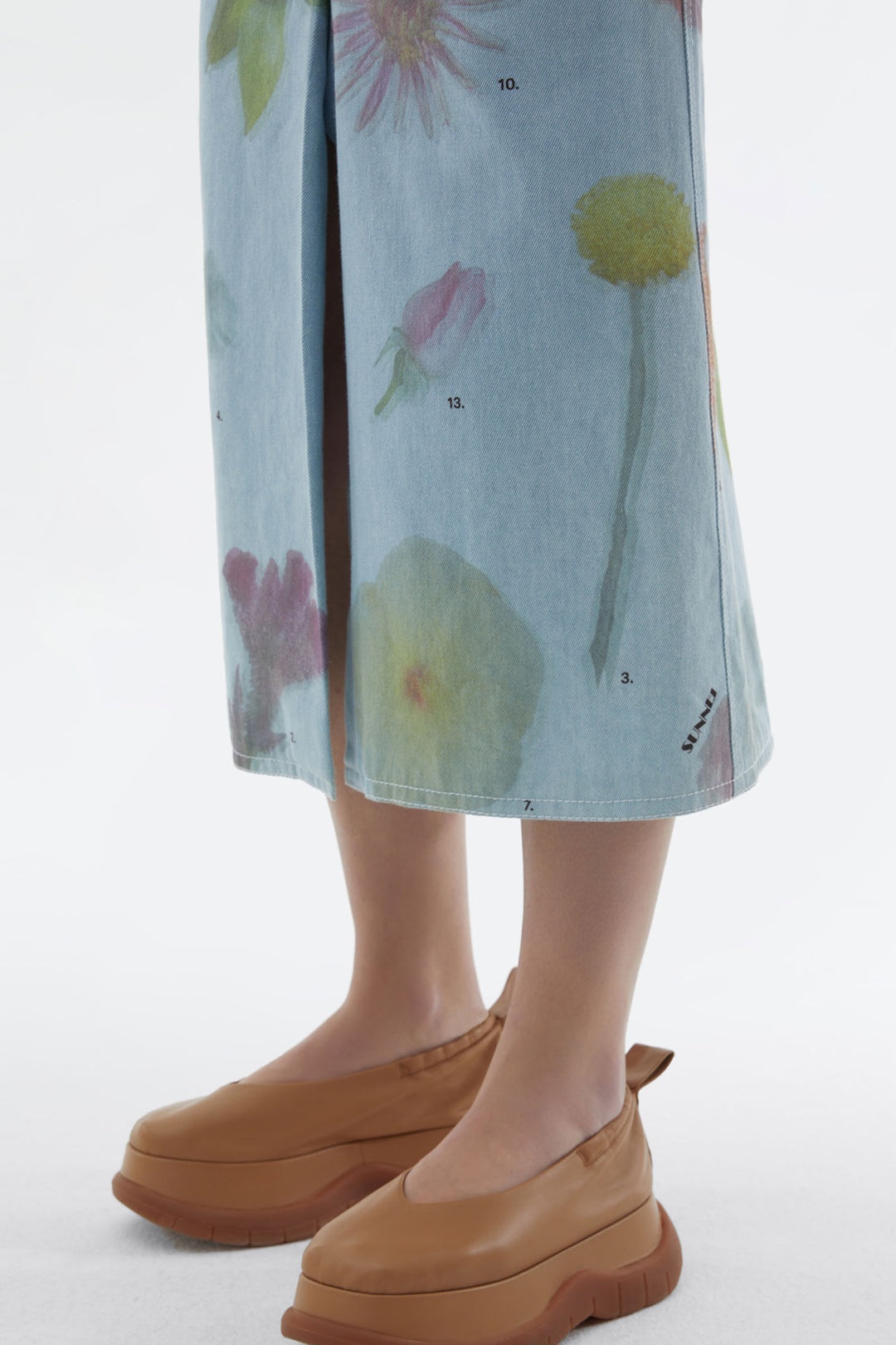 DENIM MIDI SKIRT WITH FLOWER PRINT - 5