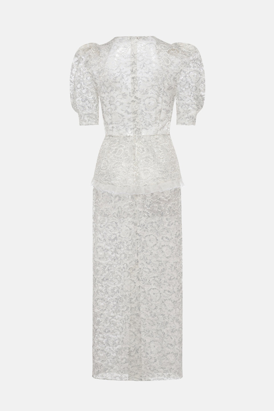 LUREX LACE EVENING DRESS WITH RUFFLE DETAILS - 2