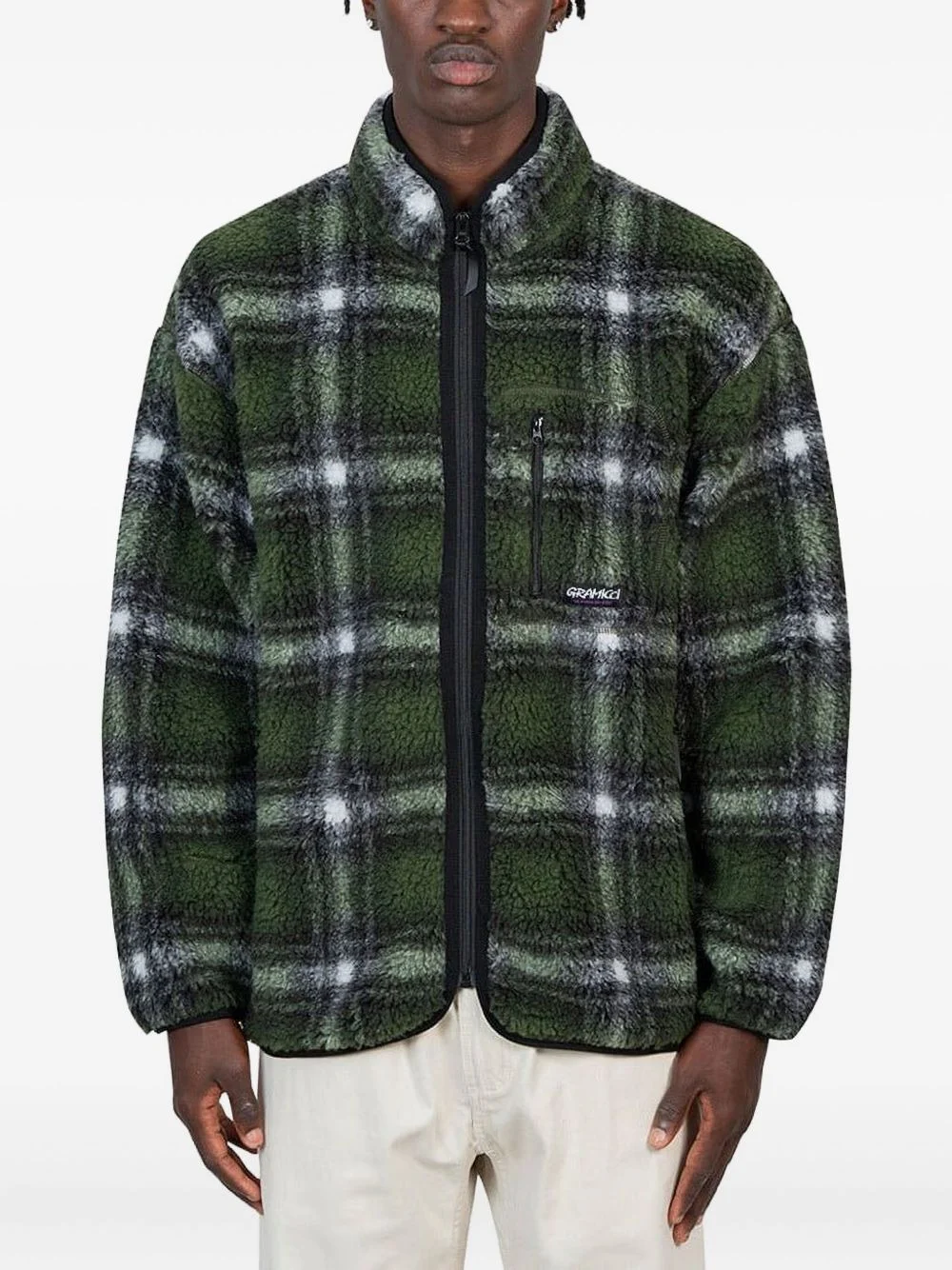 plaid fleece jacket - 1