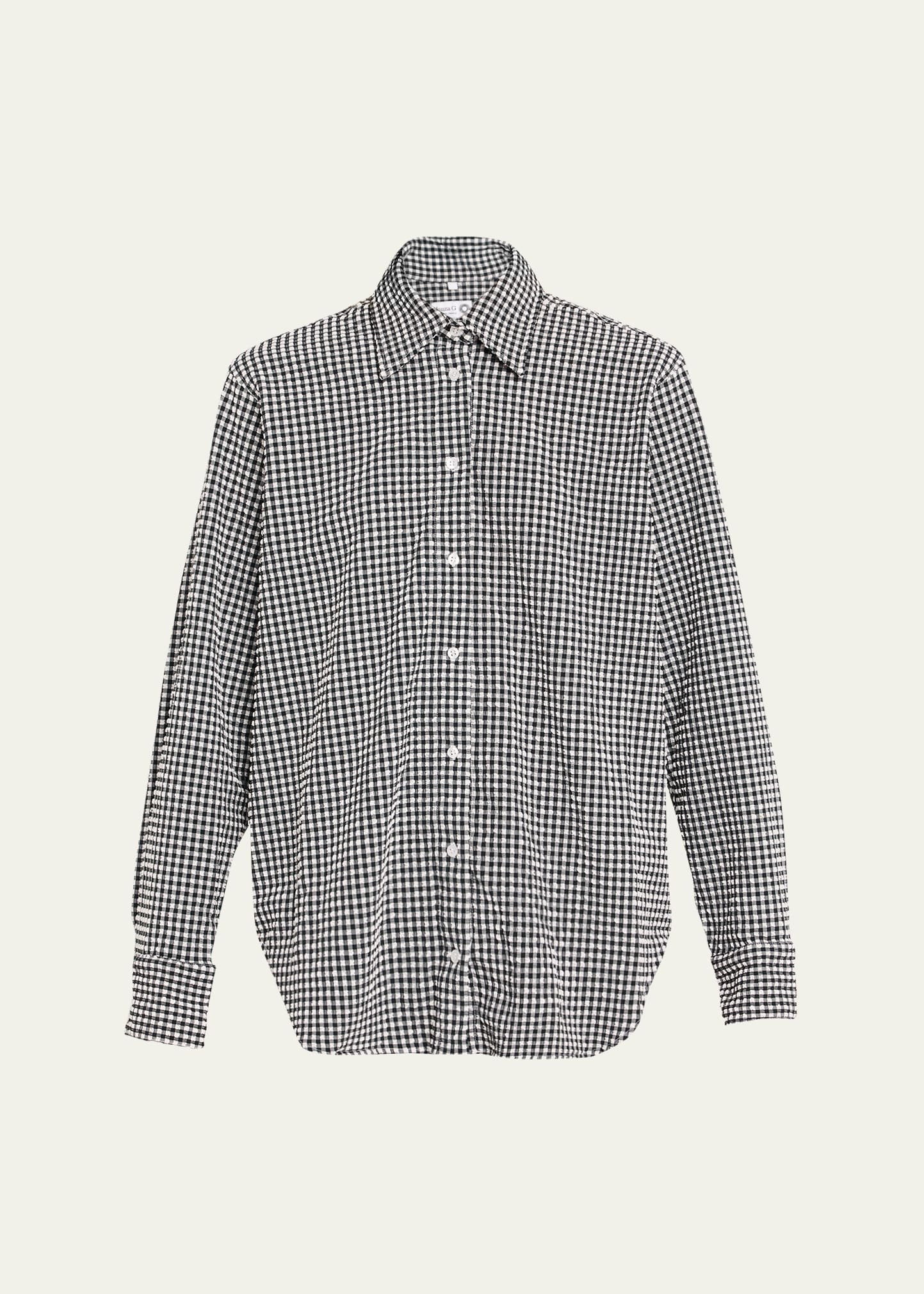 Gingham Seersucker Button-Front Shirt - 1