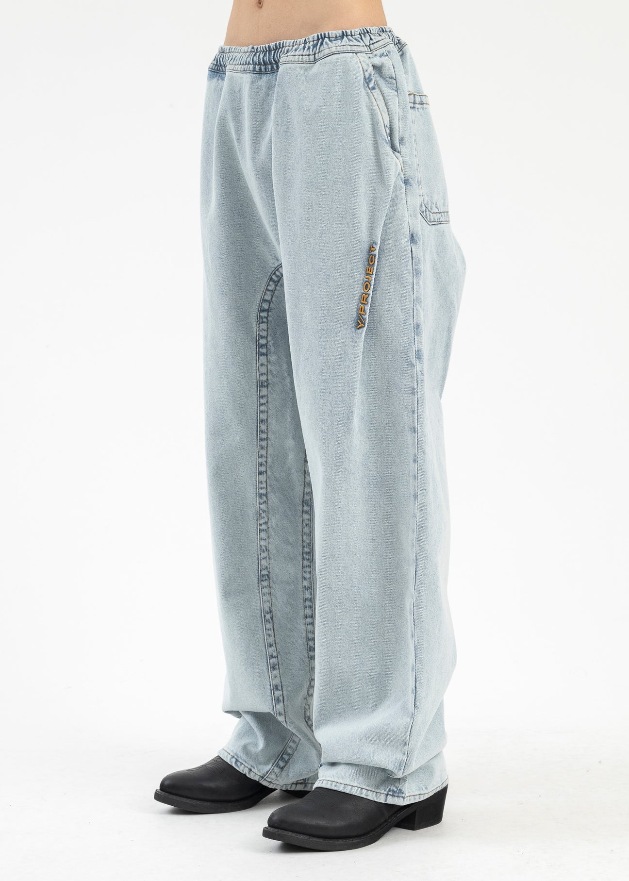 ICEBLUE PINCHED LOGO SOUFFLE JEANS - 2
