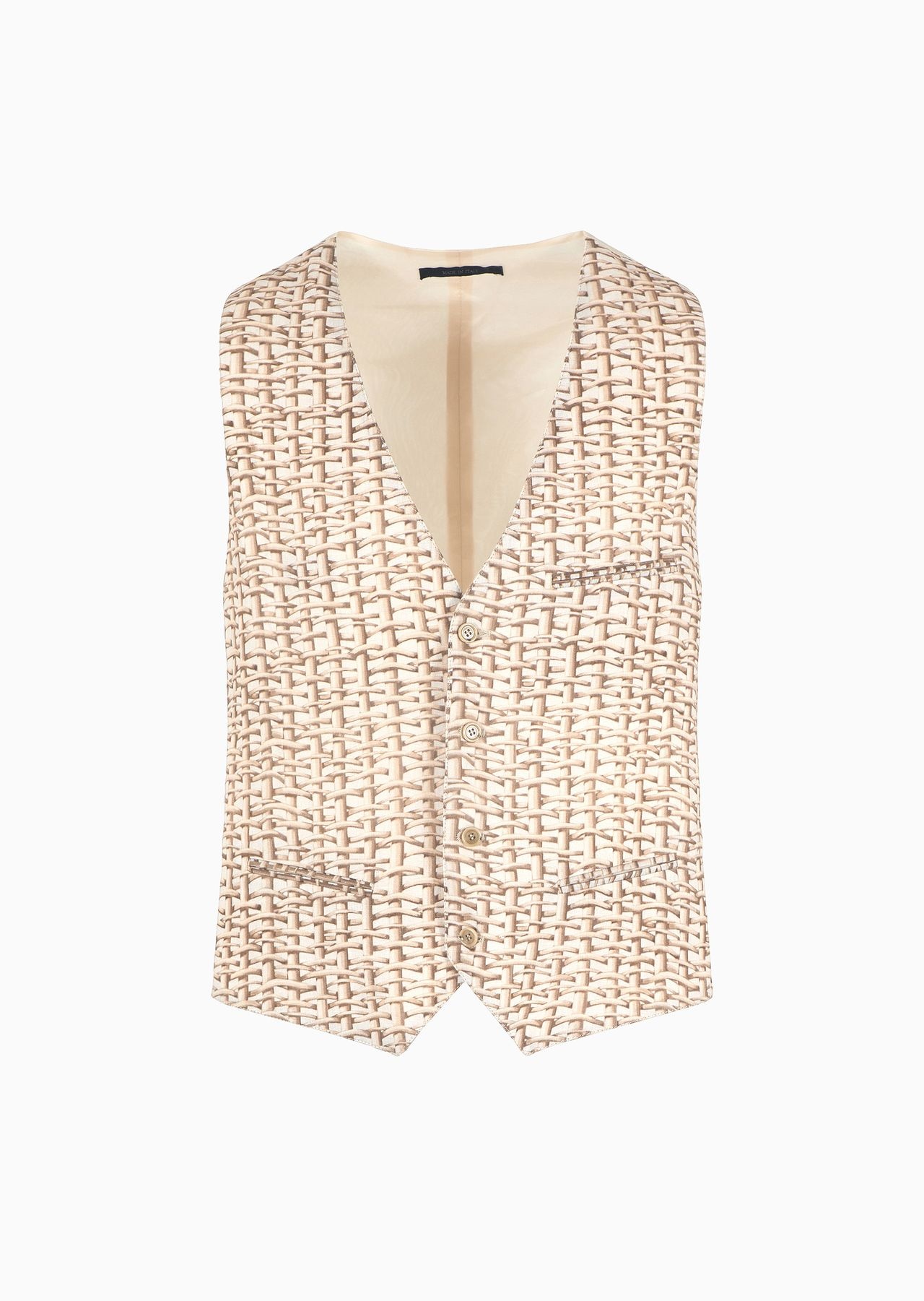 Single-breasted waistcoat in a woven print linen - 1
