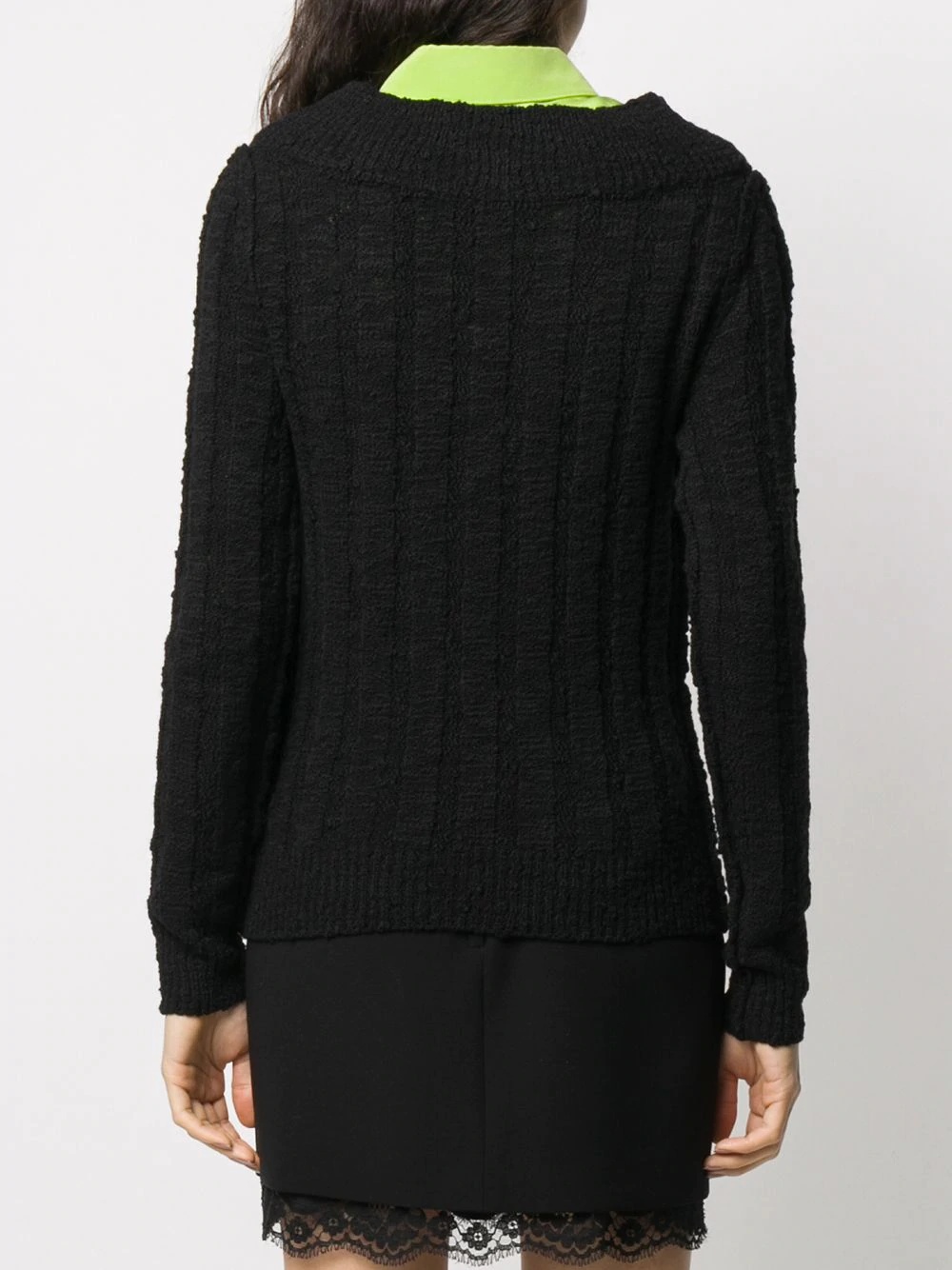 knitted V-neck jumper - 4