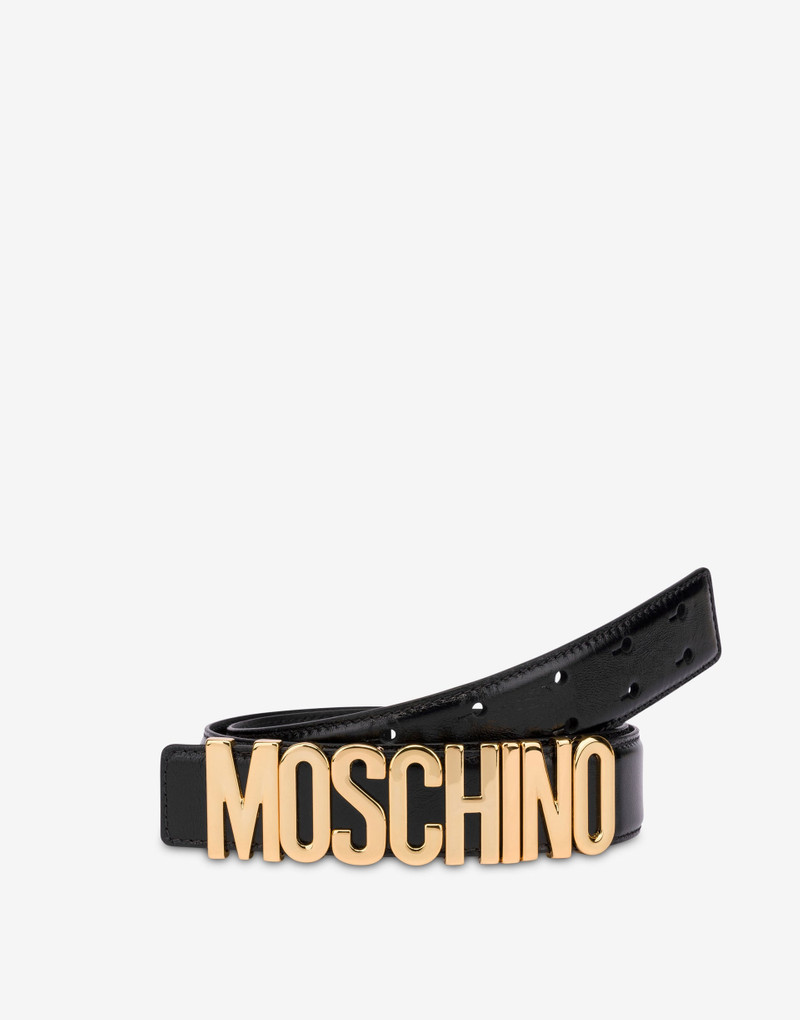 Moschino LOGO LETTERING CALFSKIN BELT outlook