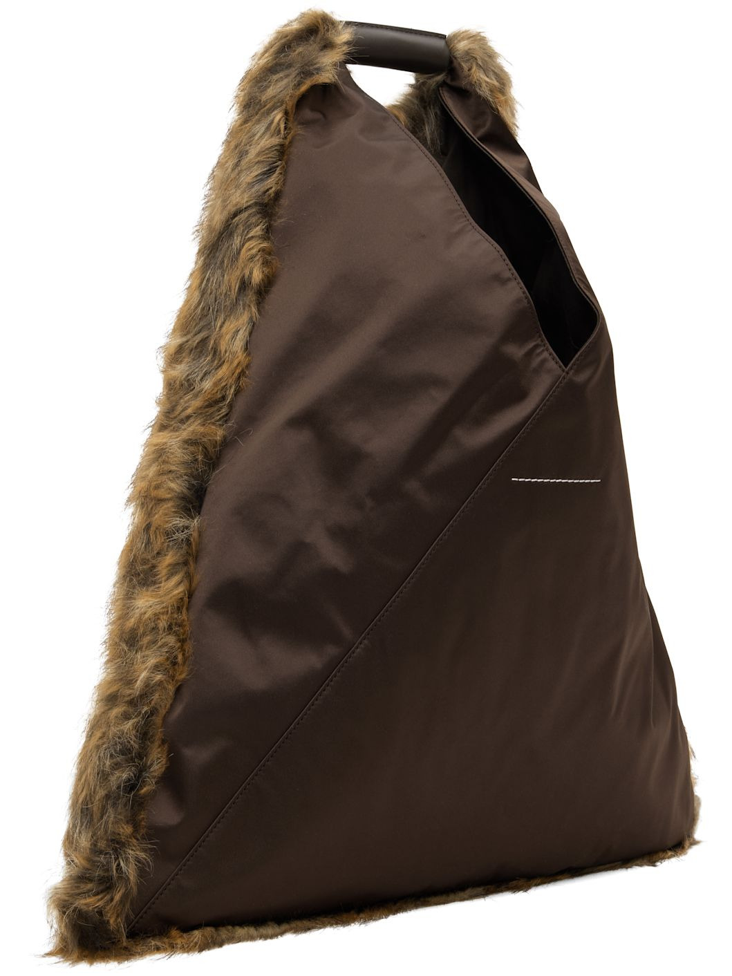 Brown Satin & Faux-Fur Tote - 3