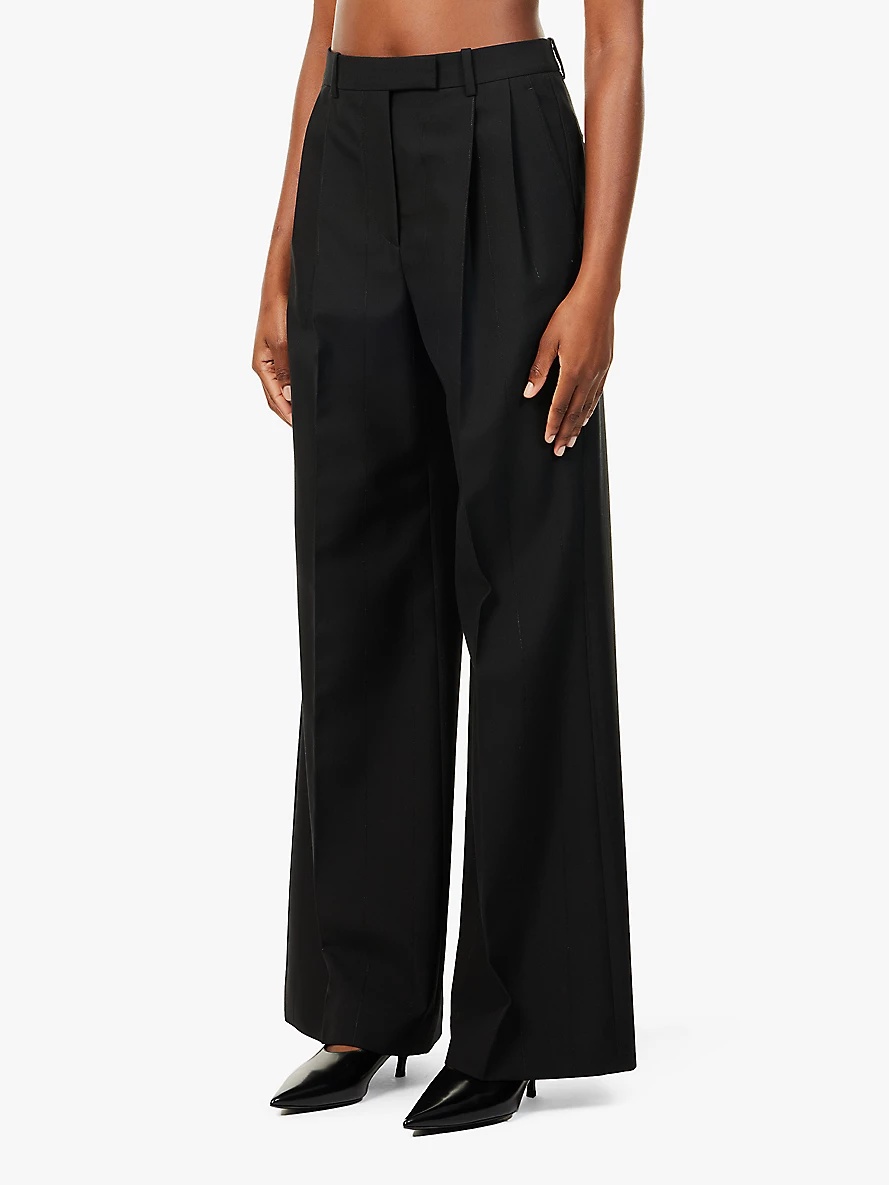 Wide-leg mid-rise wool-blend trousers - 3