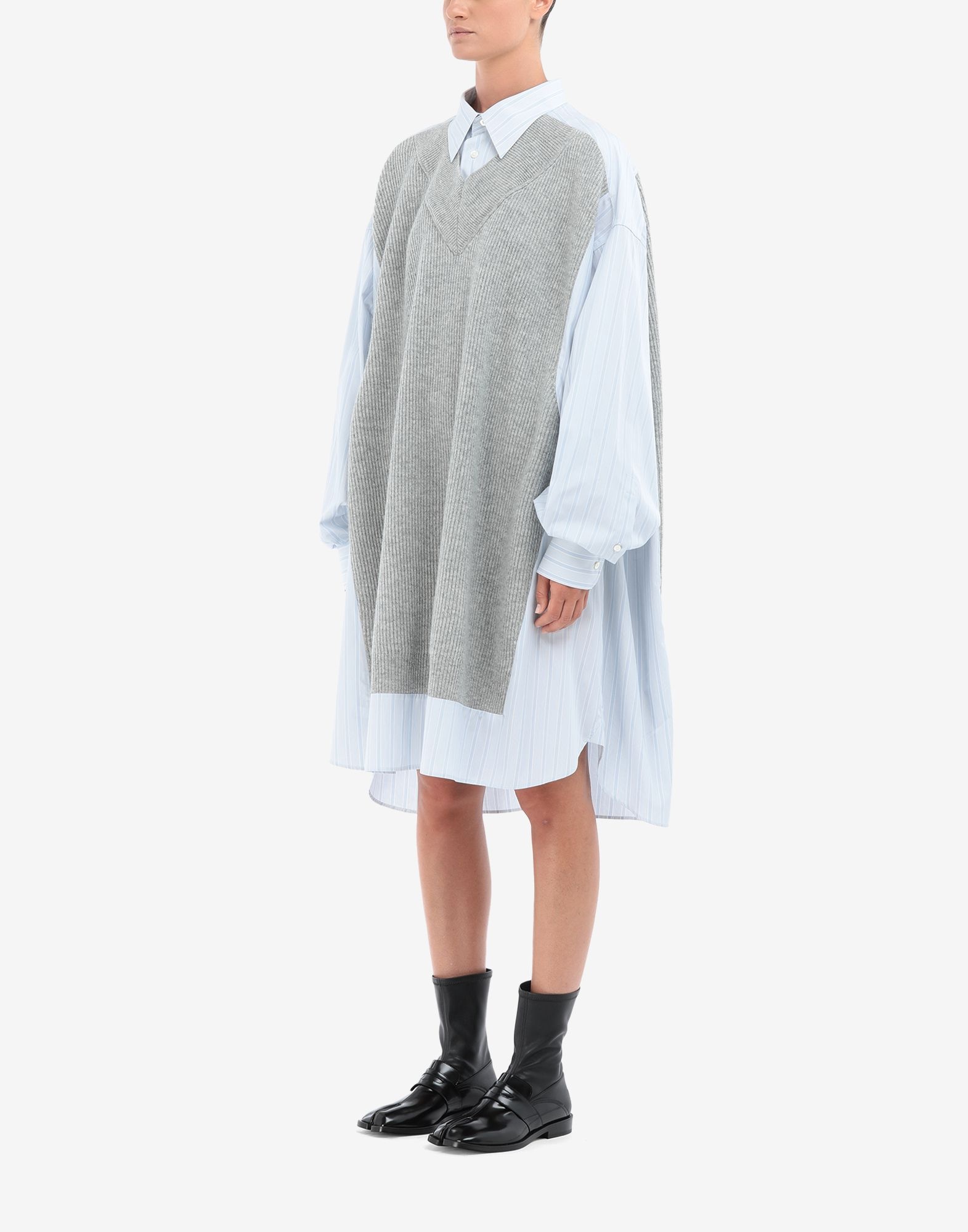 Spliced knit shirt-dress - 5