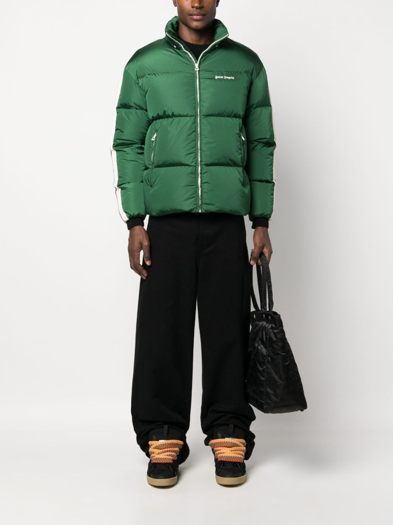 Palm Angels logo-print side-stripe puffer jacket outlook