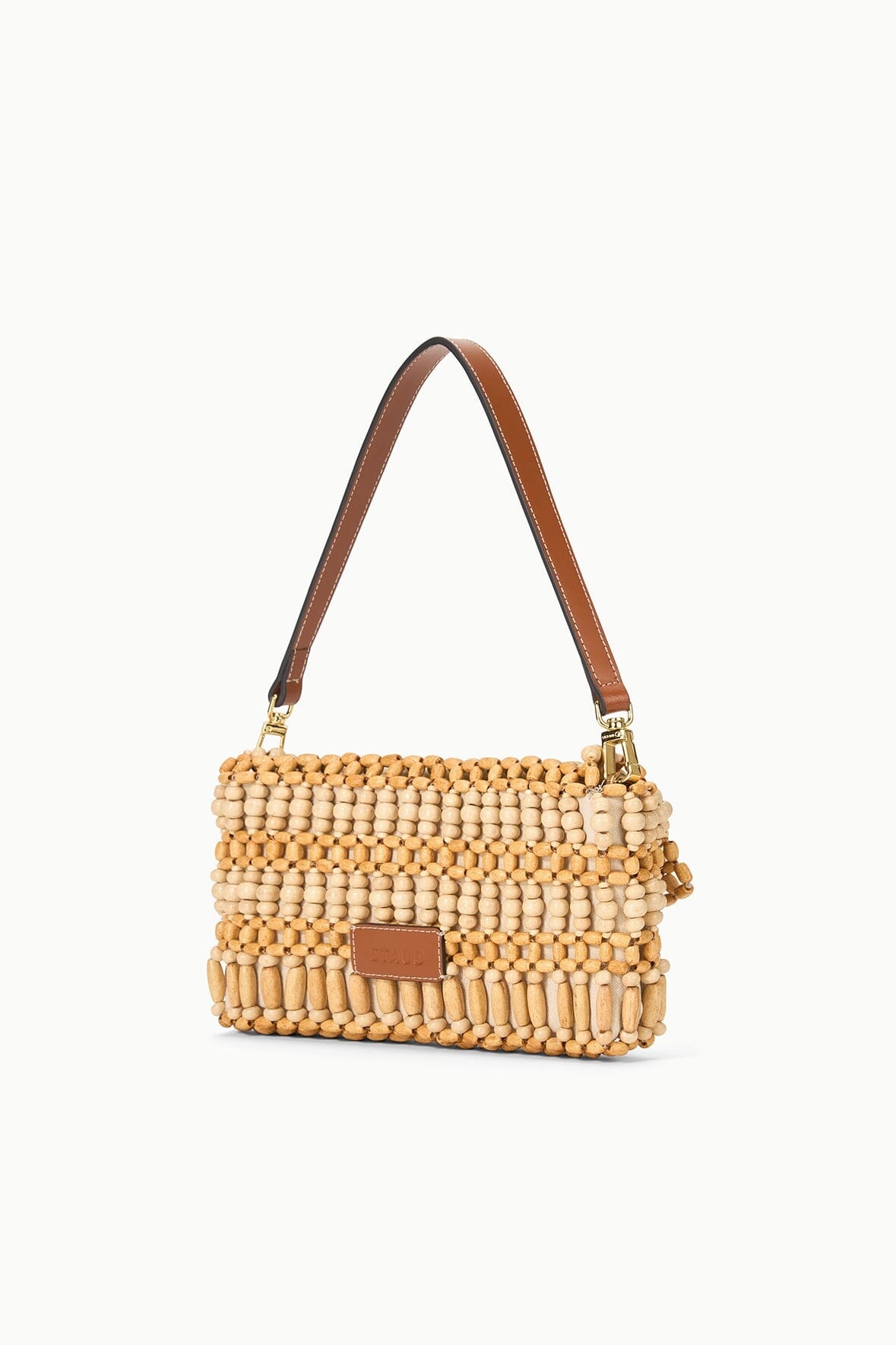 STAUD TIMMY CONVERTIBLE SHOULDER BAG NATURAL WOOD BEADS - 3